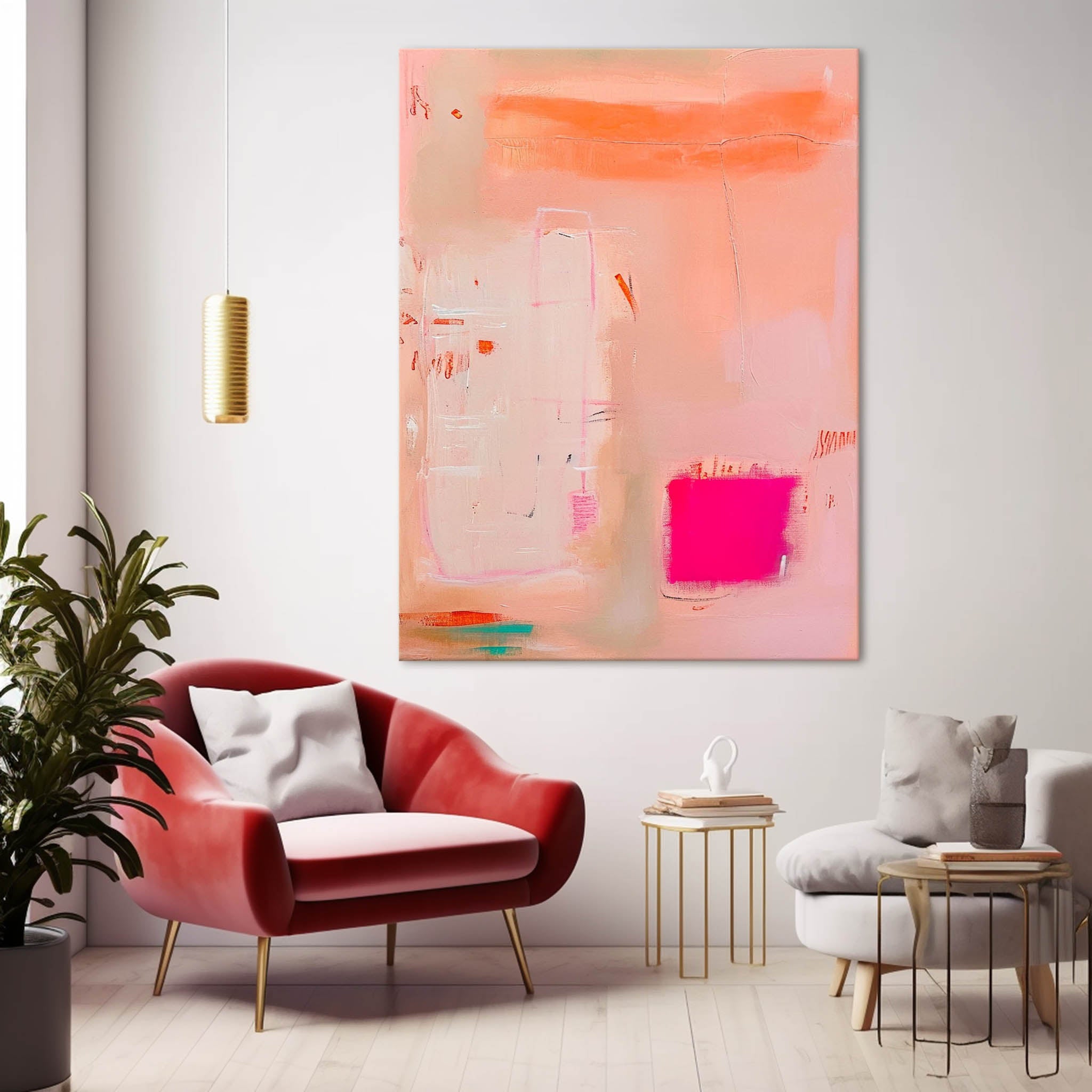 Original Abstract Oil Painting On Canvas Modern Vibrant Pink Colorful Wall Art Quality Large Home Decor