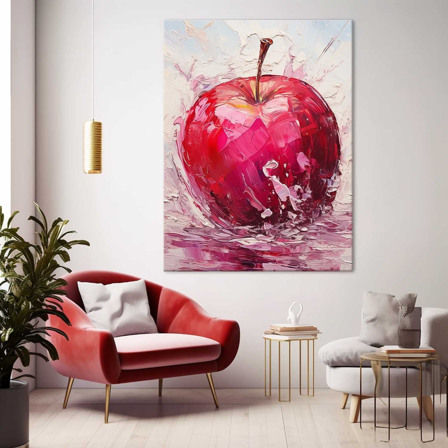 Abstract Still Life Painting On Canvas Large Apple Original Artwork Color Fruit Acrylic Painting Gift