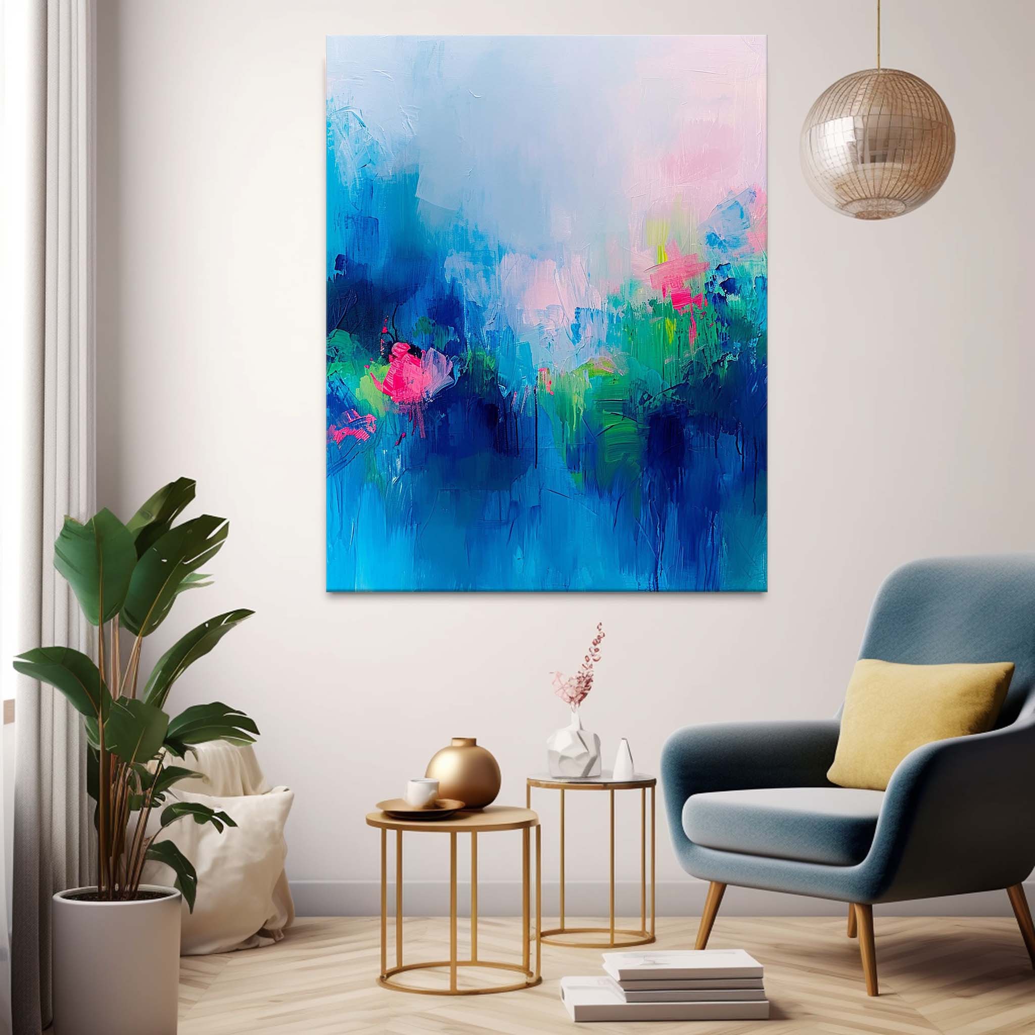 Modern Warm Blue Quality Large Art Famous Abstract Artwork Original Oil Painting On Canvas Home Decor