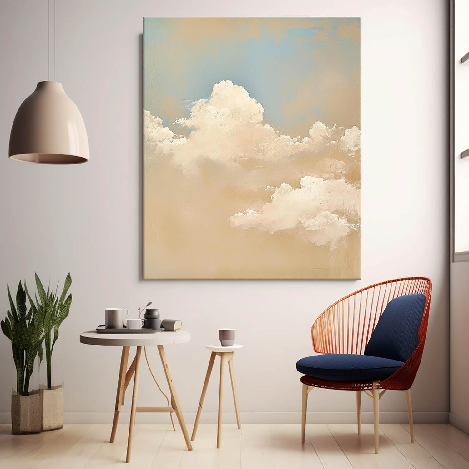 Abstract Cloud Oil Painting Warm Yellow Cloudiness Texture Large Cloud Painting On Canvas For Living Room