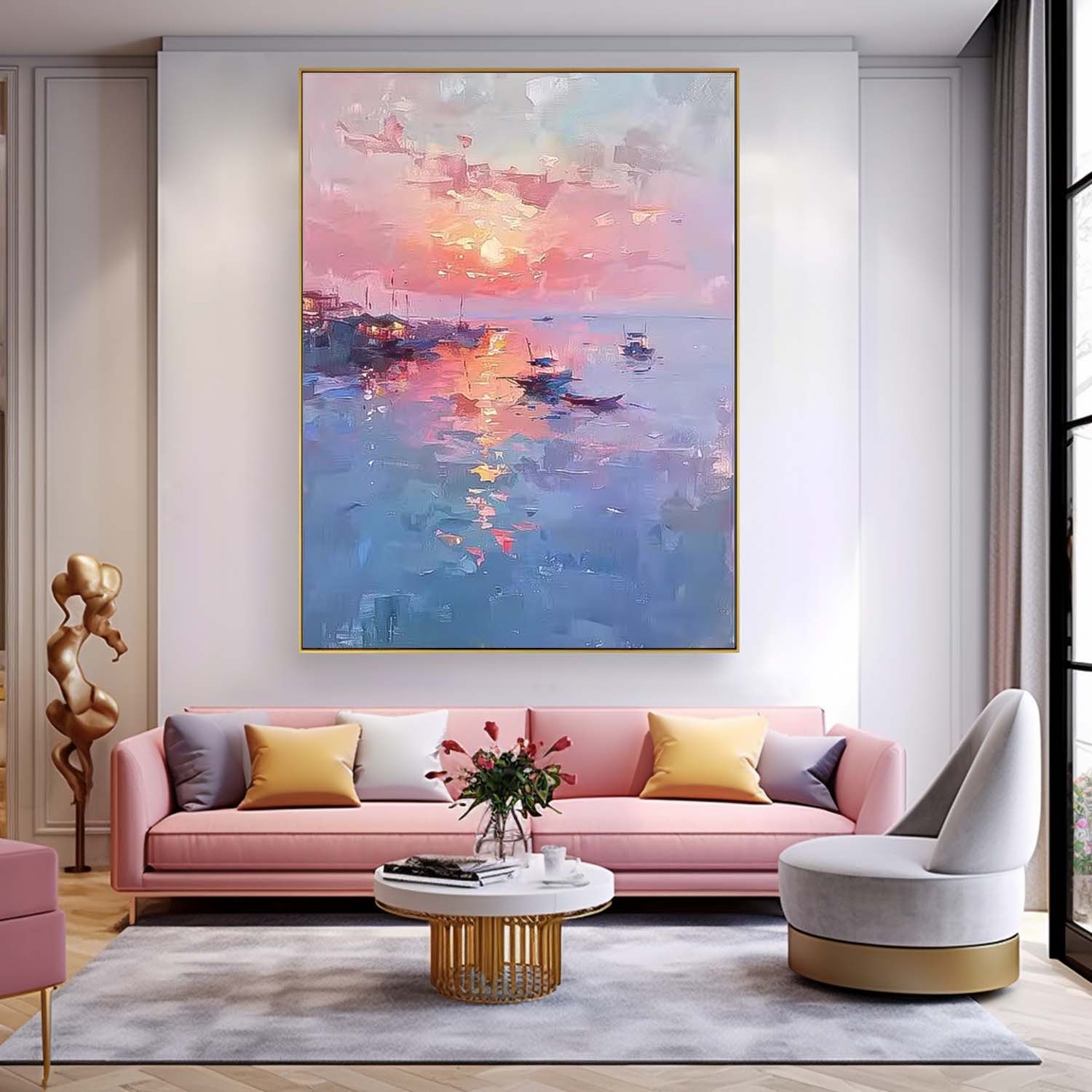 Large Dreamy Colors Landscape Oil Painting On Canvas Abstract Scenery Wall Art Acrylic Painting Home Decor