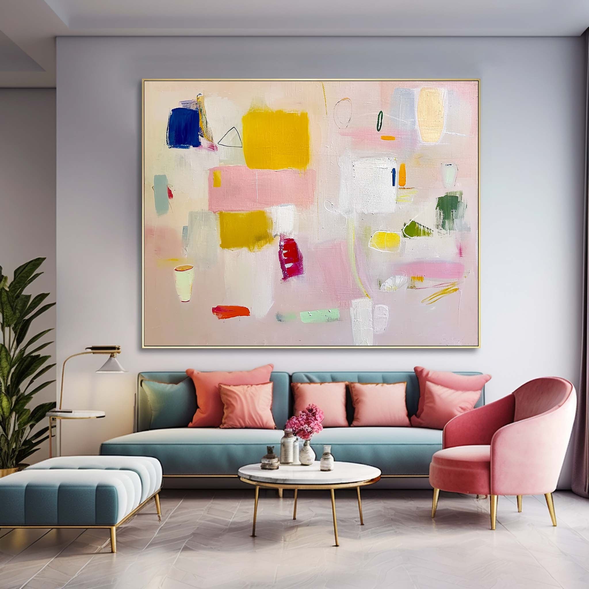 Vibrant Pink Buy Abstract Paintings Online Large Cute Abstract Oil Painting Original Wall Art For Living Room