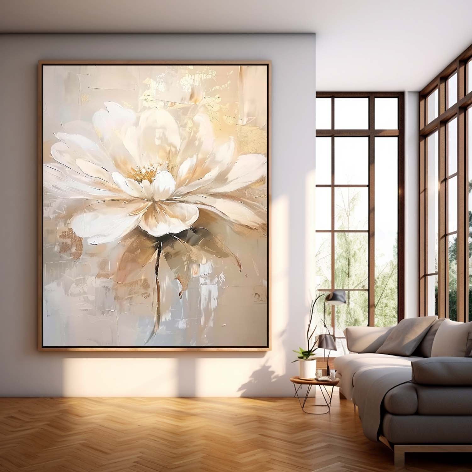 Original Abstract Painting Bright Color Flowers Acrylic Painting Canvas Large Textured Floral Art Framed