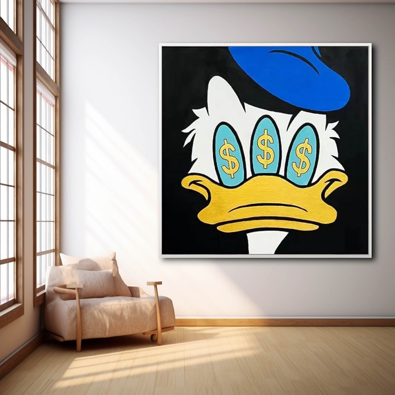 Square Donald Duck Abstract Wall Art Original Graffiti Disney Characters Painting Canvas Large Artwork