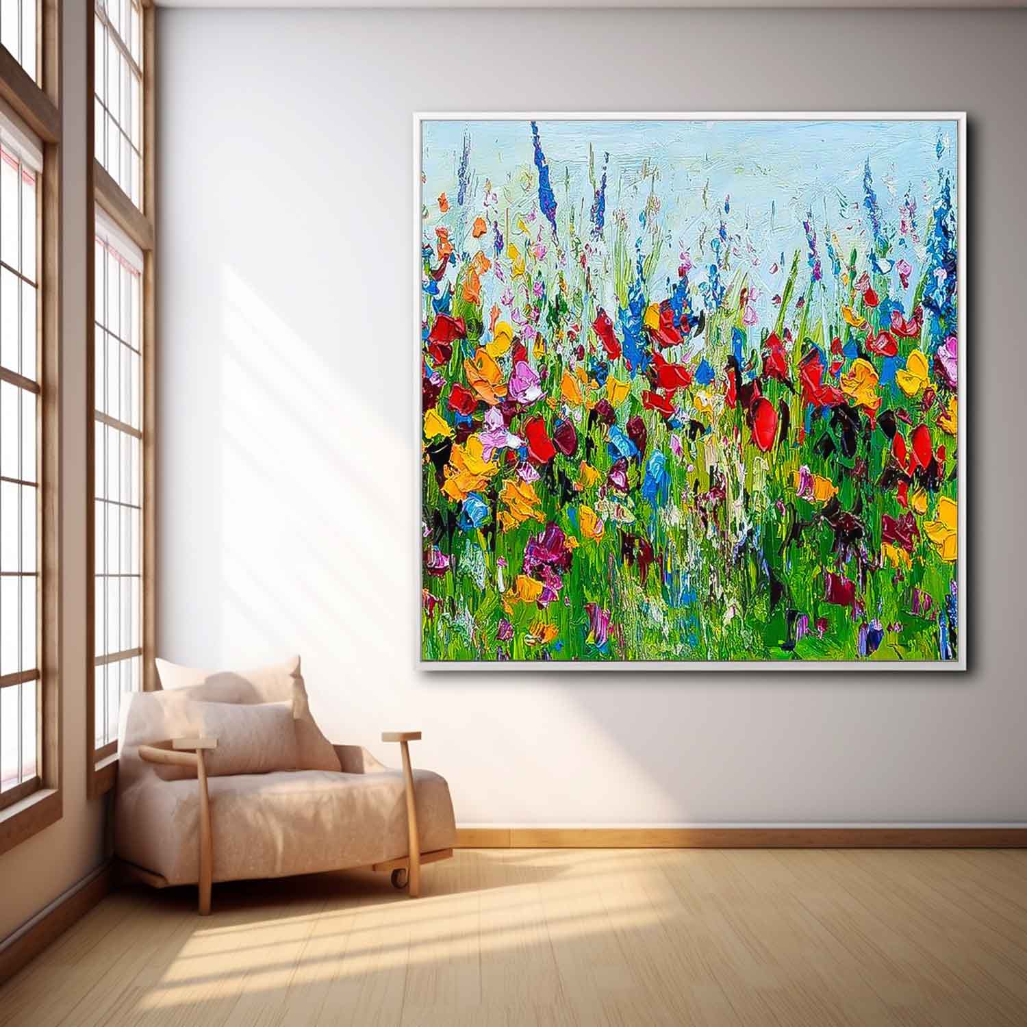 Colorful Original Flower Wall Art Large Textured Floral Acrylic Painting Modern Floral Oil Painting On Canvas For Living Room
