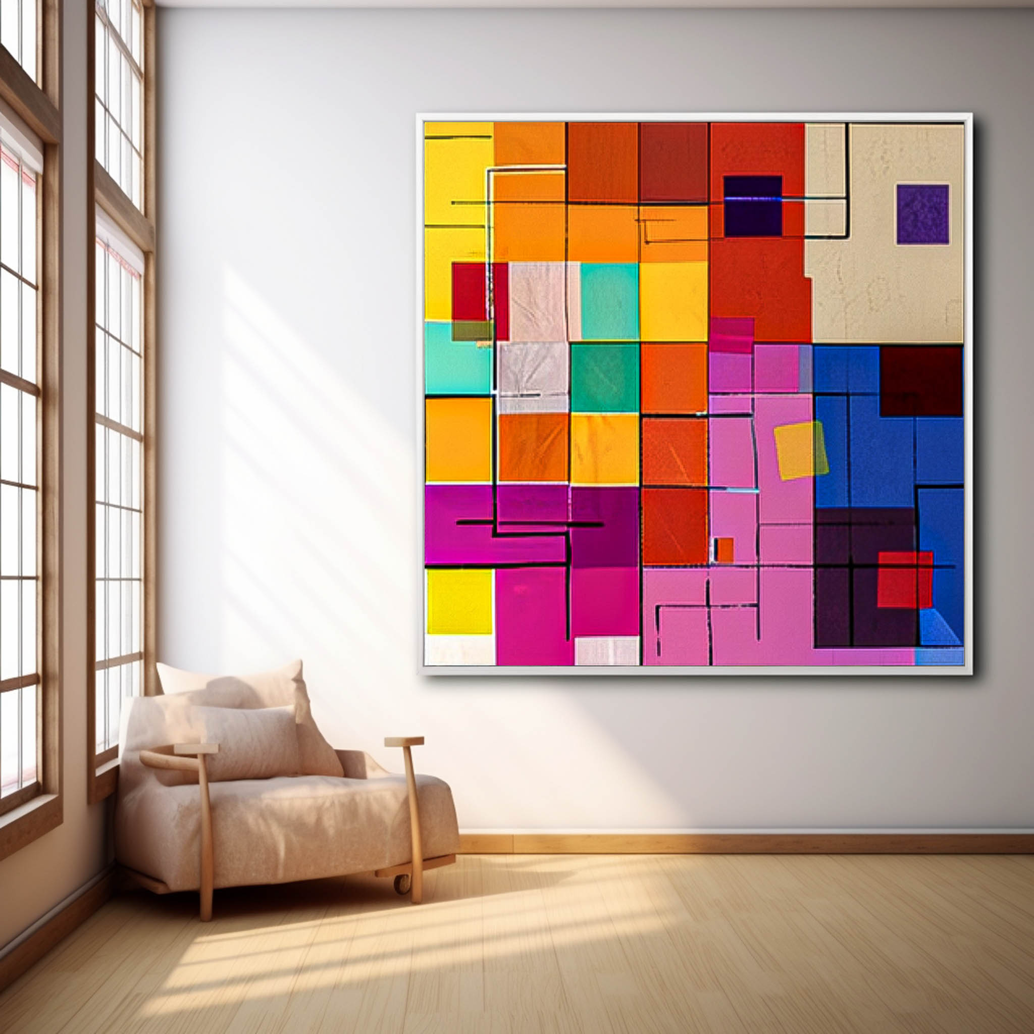 Geometry Square Wall Art Original Abstract Painting For Sale Colorful Painting Canvas For Living Room
