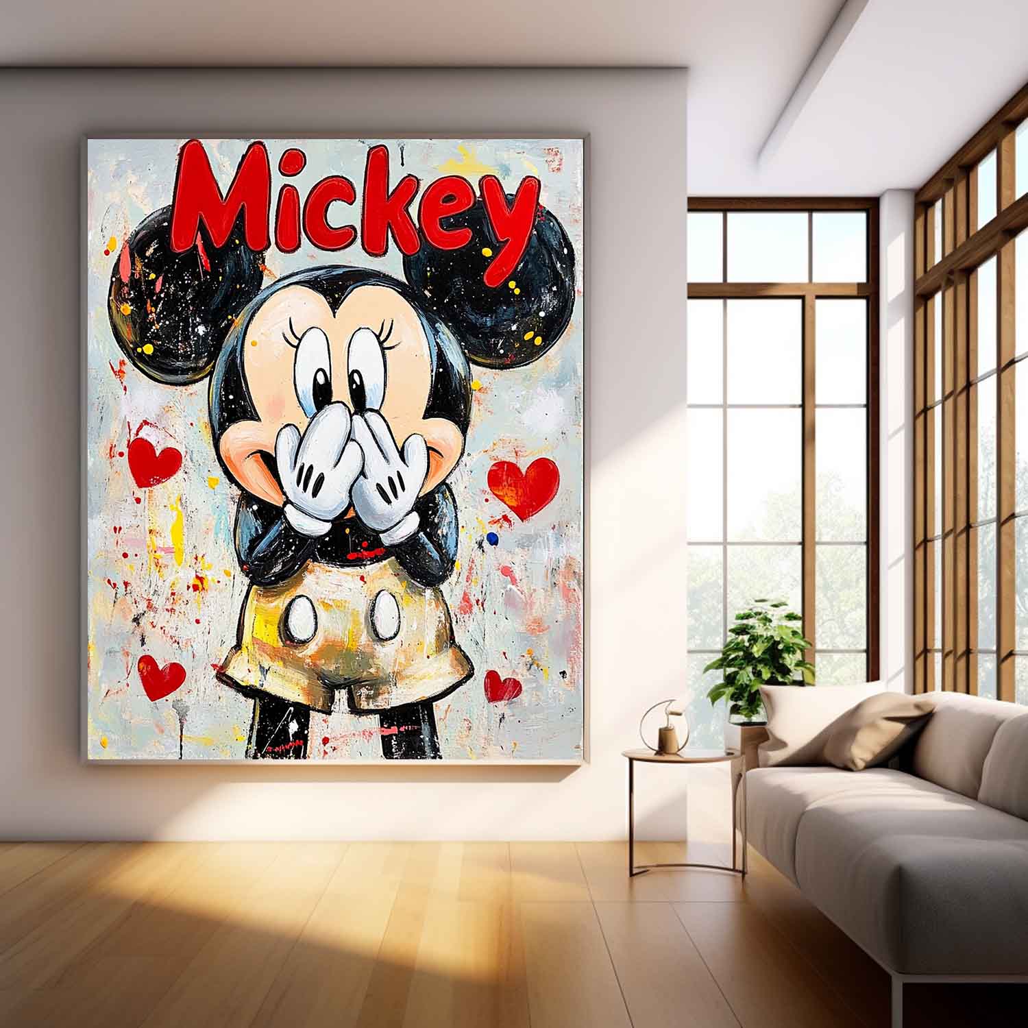 Colorful Cute Cartoon Characters Abstract Artwork Original Mickey Wall Art Large Figure Painting Gift