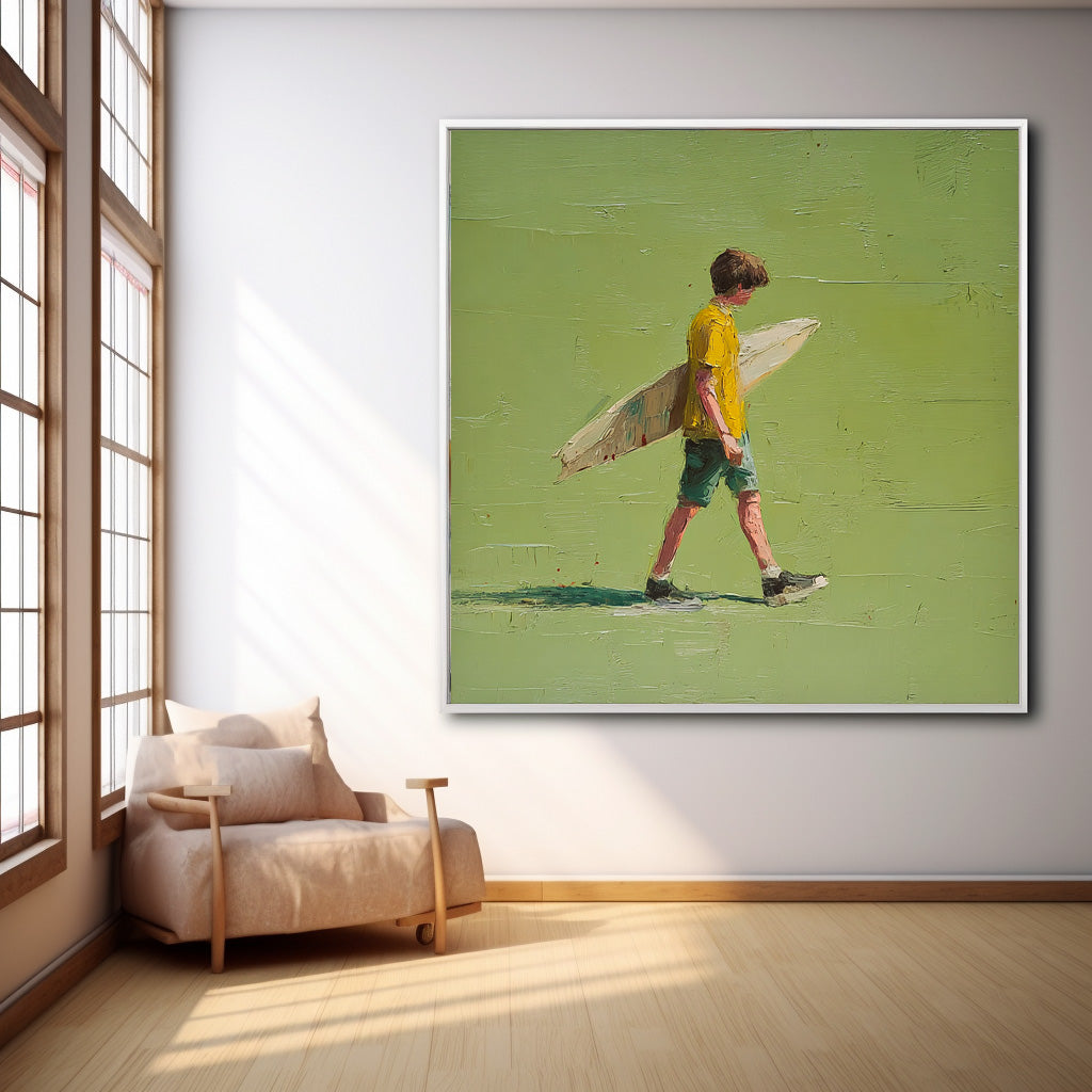 Minimalist Energetic Teenager Painting Abstract Vitality And Freshness Atmosphere Green Wall Art