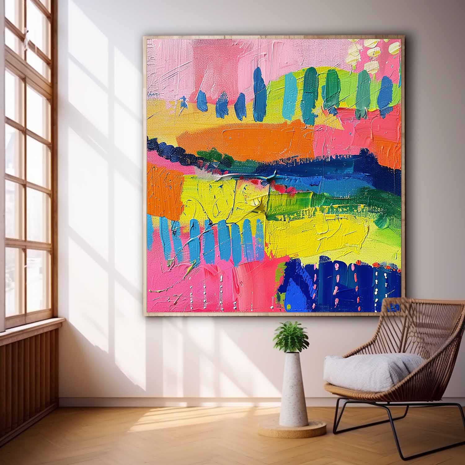 Colorful Large Graffiti Abstract Painting Original Canvas Wall Art Textured Artwork Children's Room Decor
