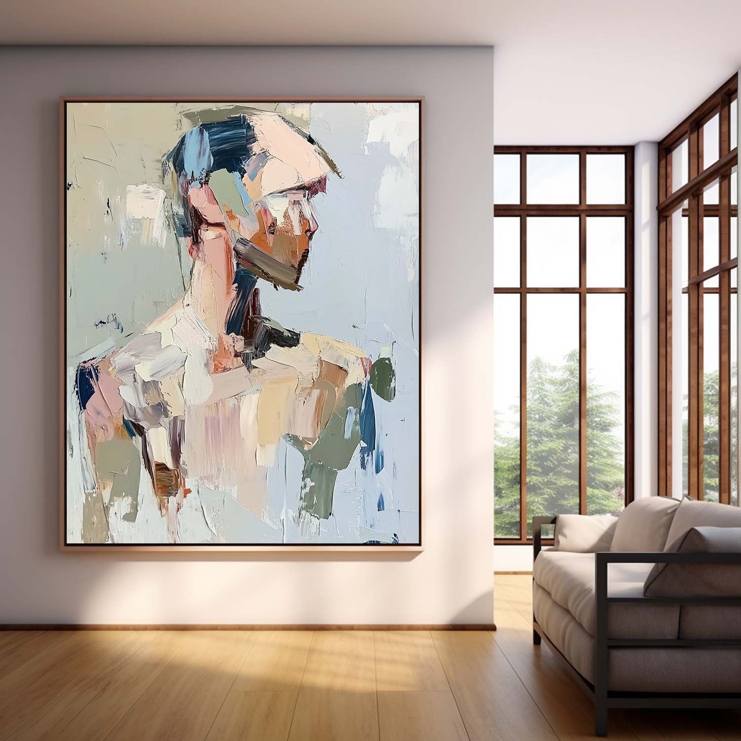 Abstract Figure oil Painting On Canvas Original Vague Texture Girl Wall Art Faceless Modern Artwork