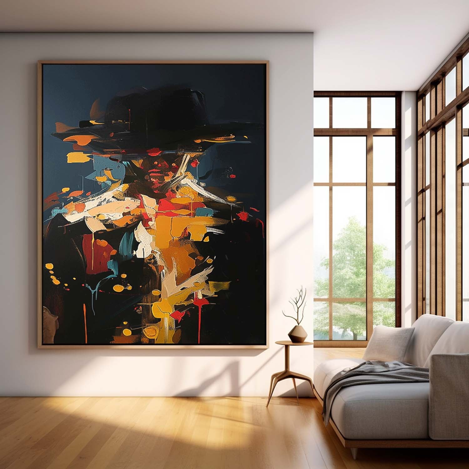 Original Cool Man Wall Art  Black Series Large Portrait Painting Abstract Faceless Artwork For Living Room
