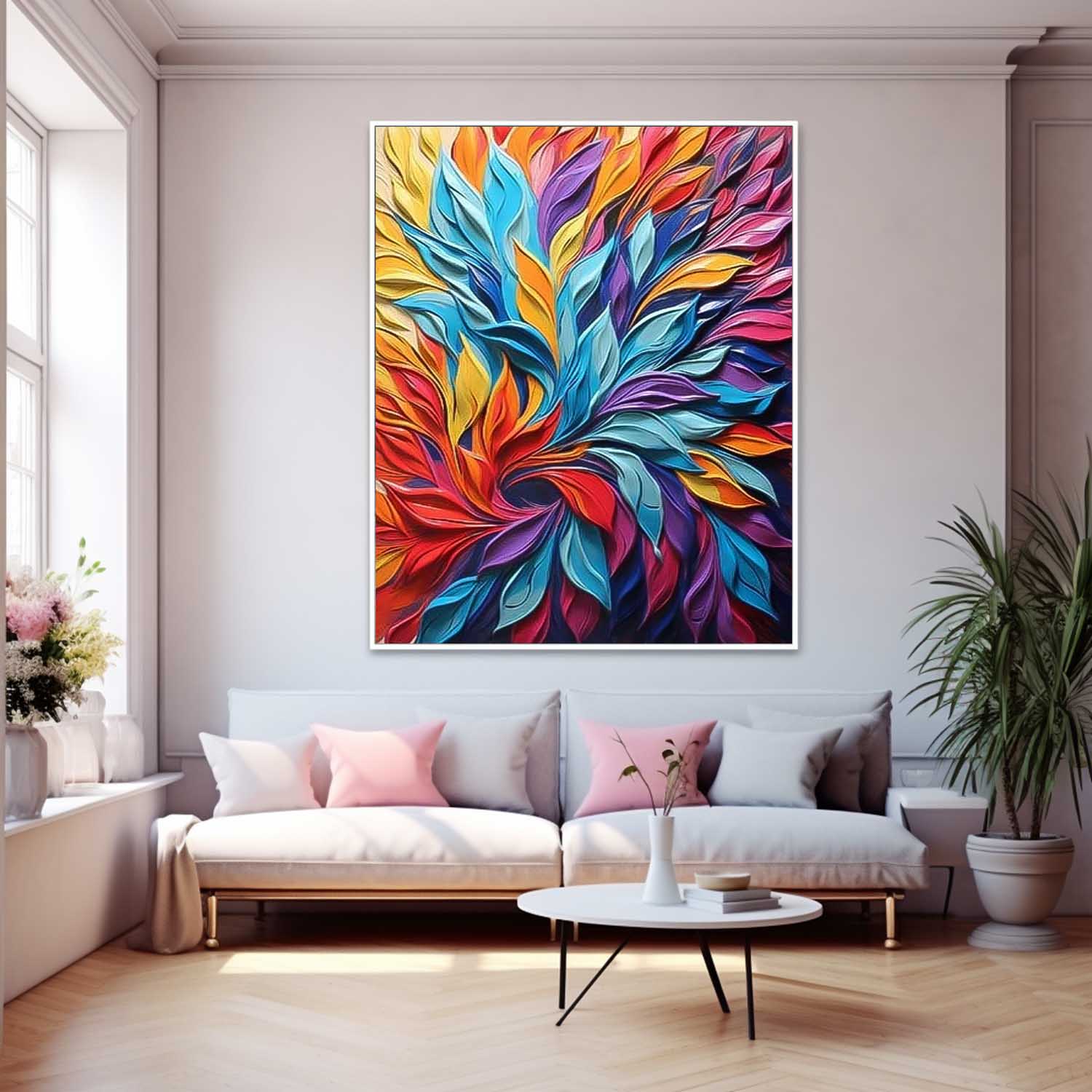 Large Modern Acrylic Painting On Canvas Colorful Texture Abstract Oil Painting Original Petal Artwork