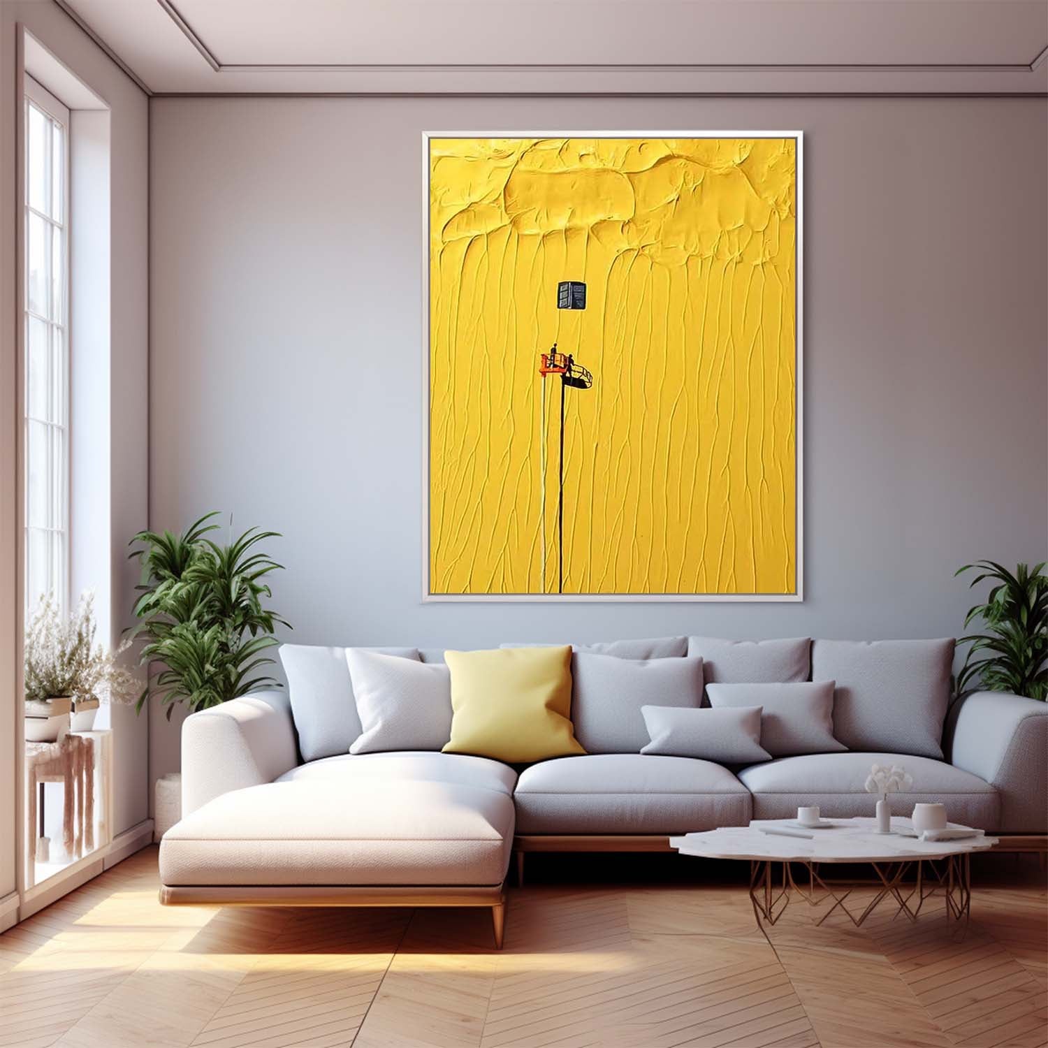 Yellow Minimalist Texture Canvas Oil Painting Large Abstract Acrylic Painting Original Living Room Wall Art