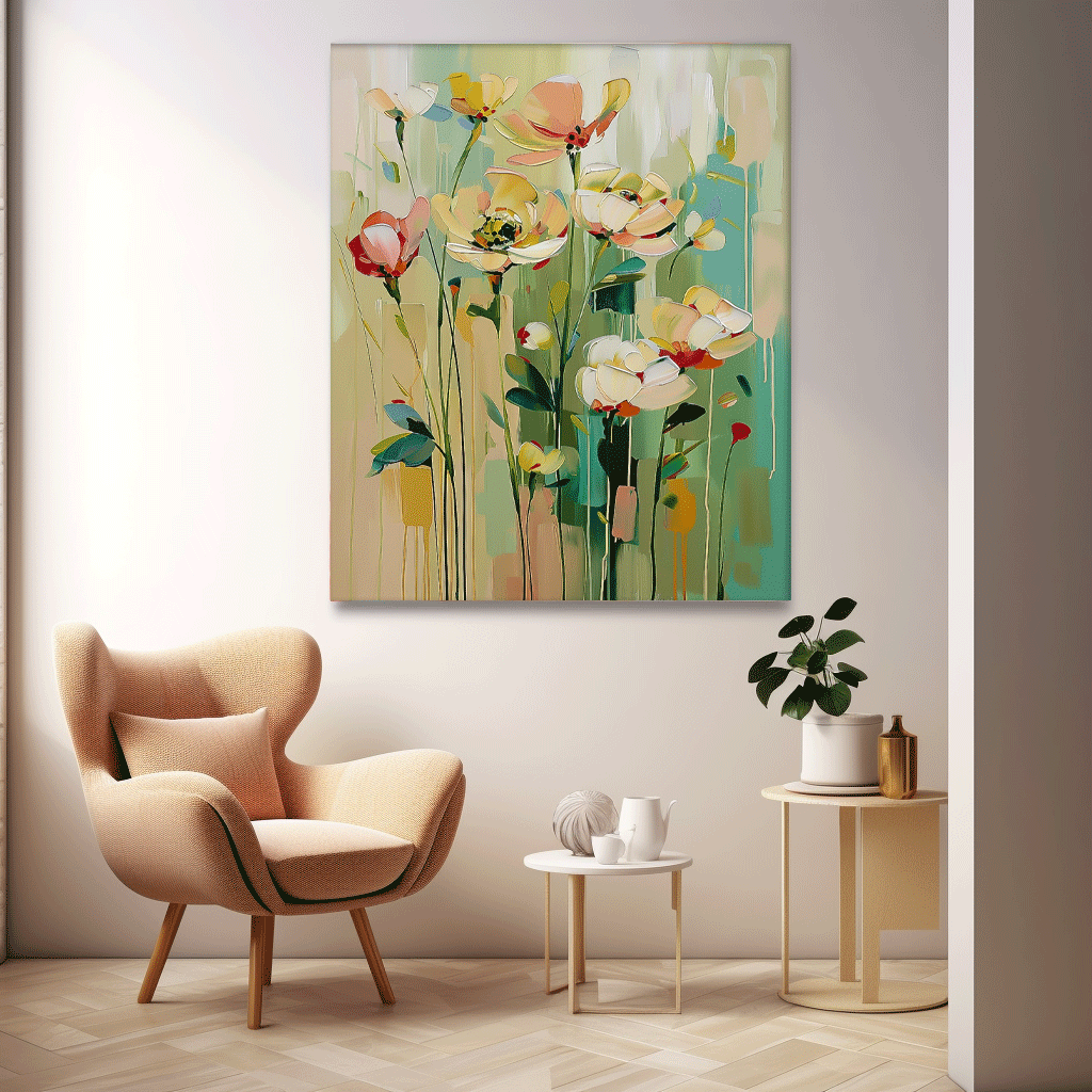 Contemporary Floral Paintings Summer Painting Framed Large Textured Abstract Flower Paintings Floral Wall Art