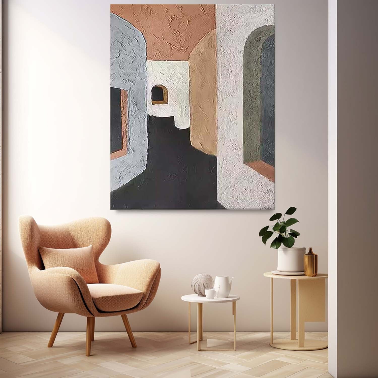 Abstract Alley Wall Art Large Contemporary Minimalist Acrylic Painting On Canvas Home Decoration