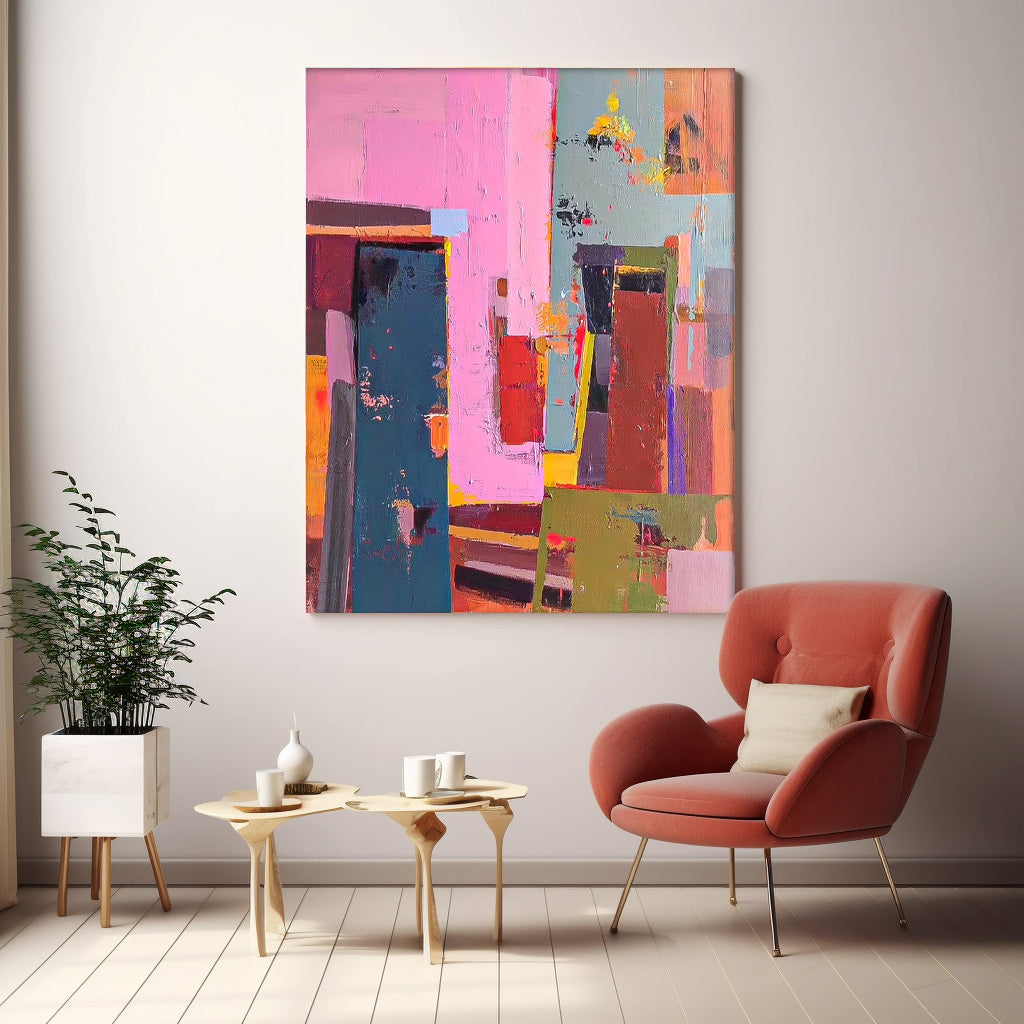 Original Abstract Painting Canvas Large Wall Art Abstract Pink Oil Painting For Living Room