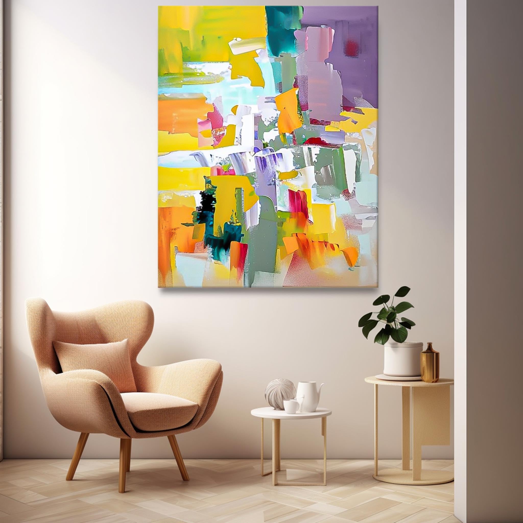 Oversized Abstract Wall Art Contemporary Acrylic Painting For Sale Bright Color Original Artwork Canvas