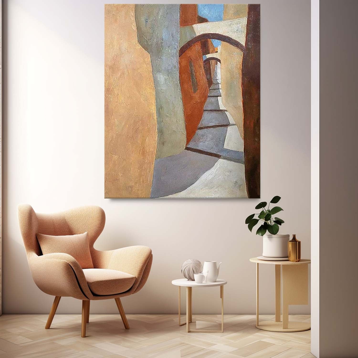 Cheap Warm Color Abstract Wall Art Large Contemporary Alley Acrylic Painting On Canvas Graet Quality artworks
