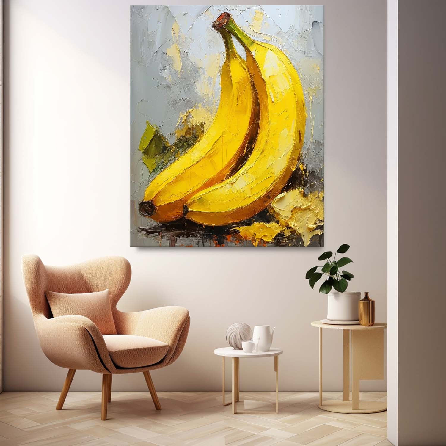 Color Fruit Acrylic Painting Abstract Still Life Painting On Canvas Large Banana Original Artwork Gift