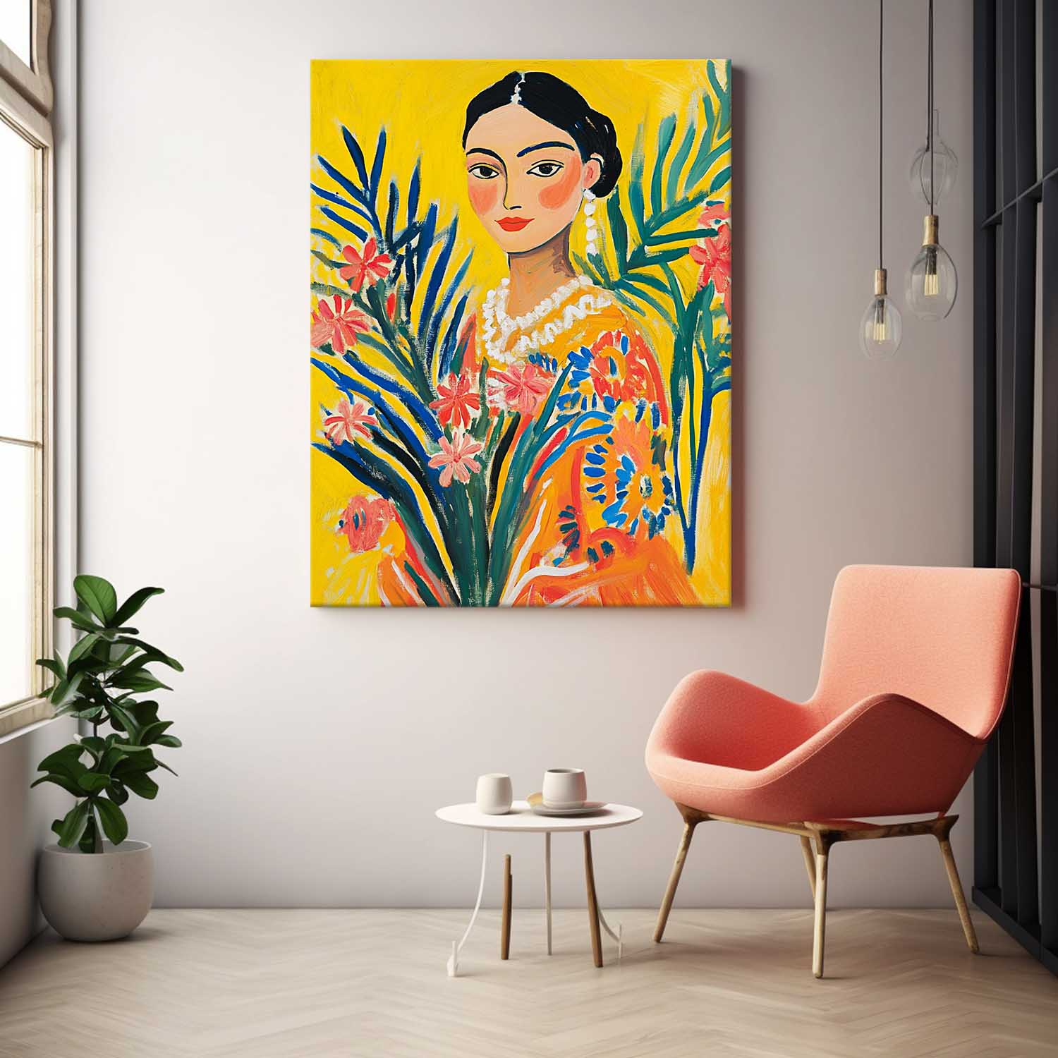 Gorgeous Original Modern Wall Art Portrait Of A Young Woman Artwork Girl In A Romantic Vintage Style