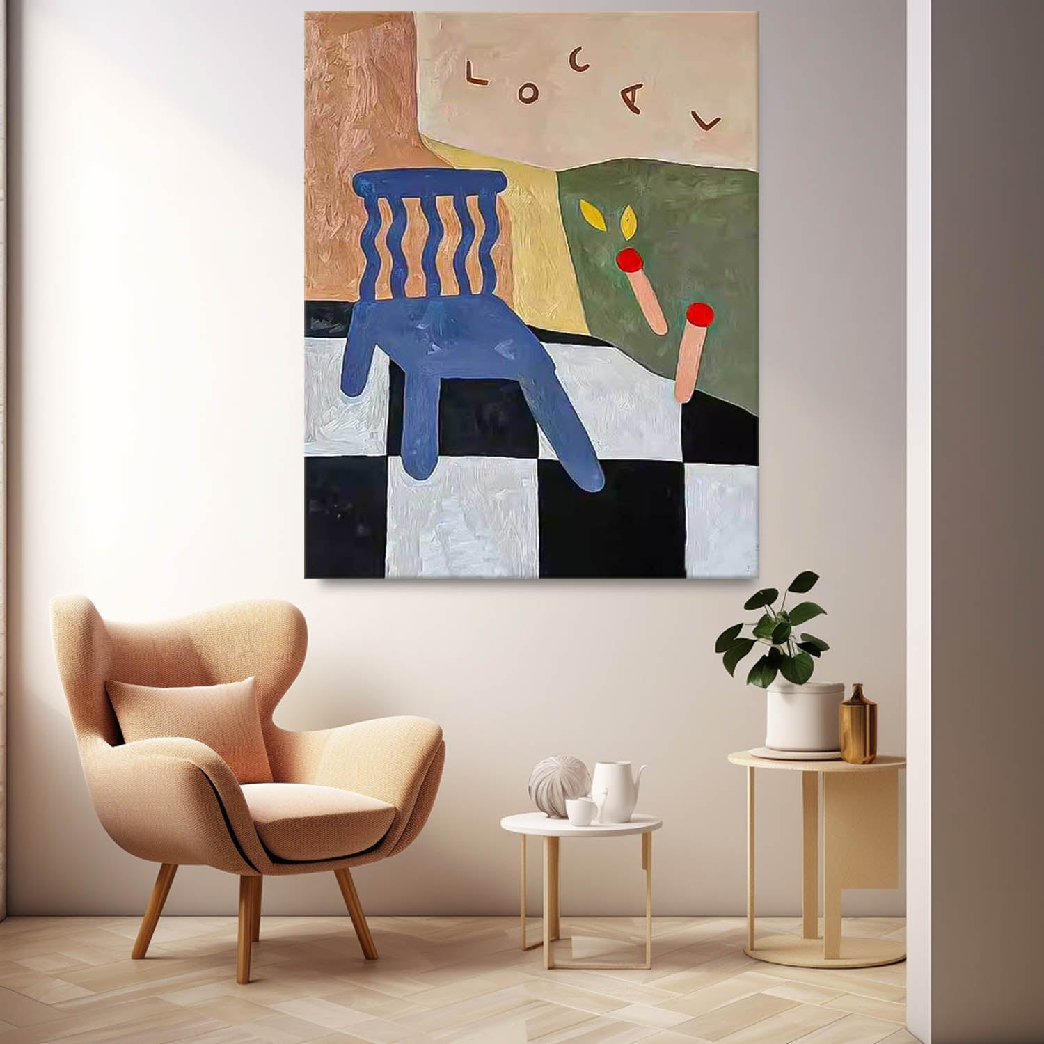 Cute Color Abstract Wall Art Large Contemporary Animation Acrylic Painting On Canvas Children's Room Decoration