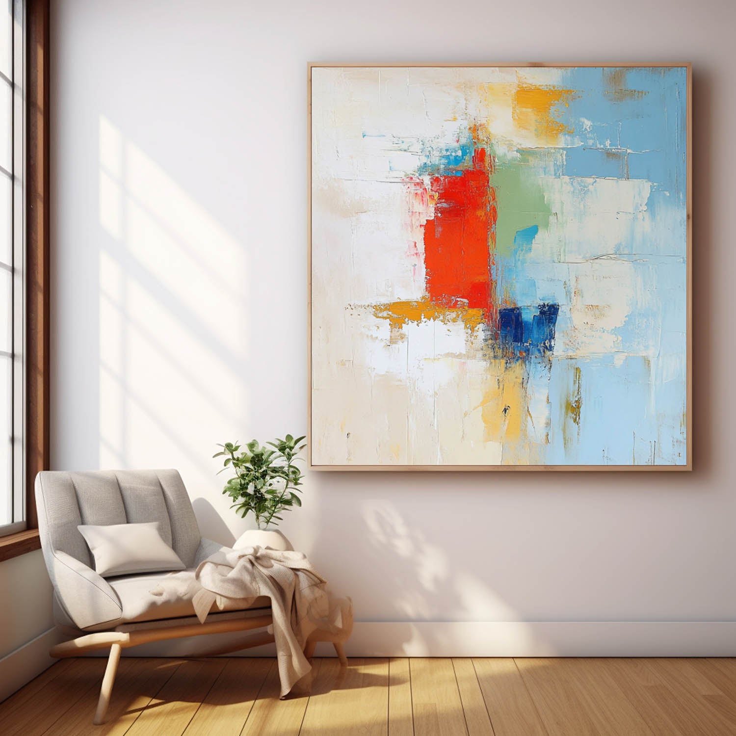 Color Large Square Texture Abstract Wall Art Framed Modern Abstract Oil  Painting Canvas Home Decorations