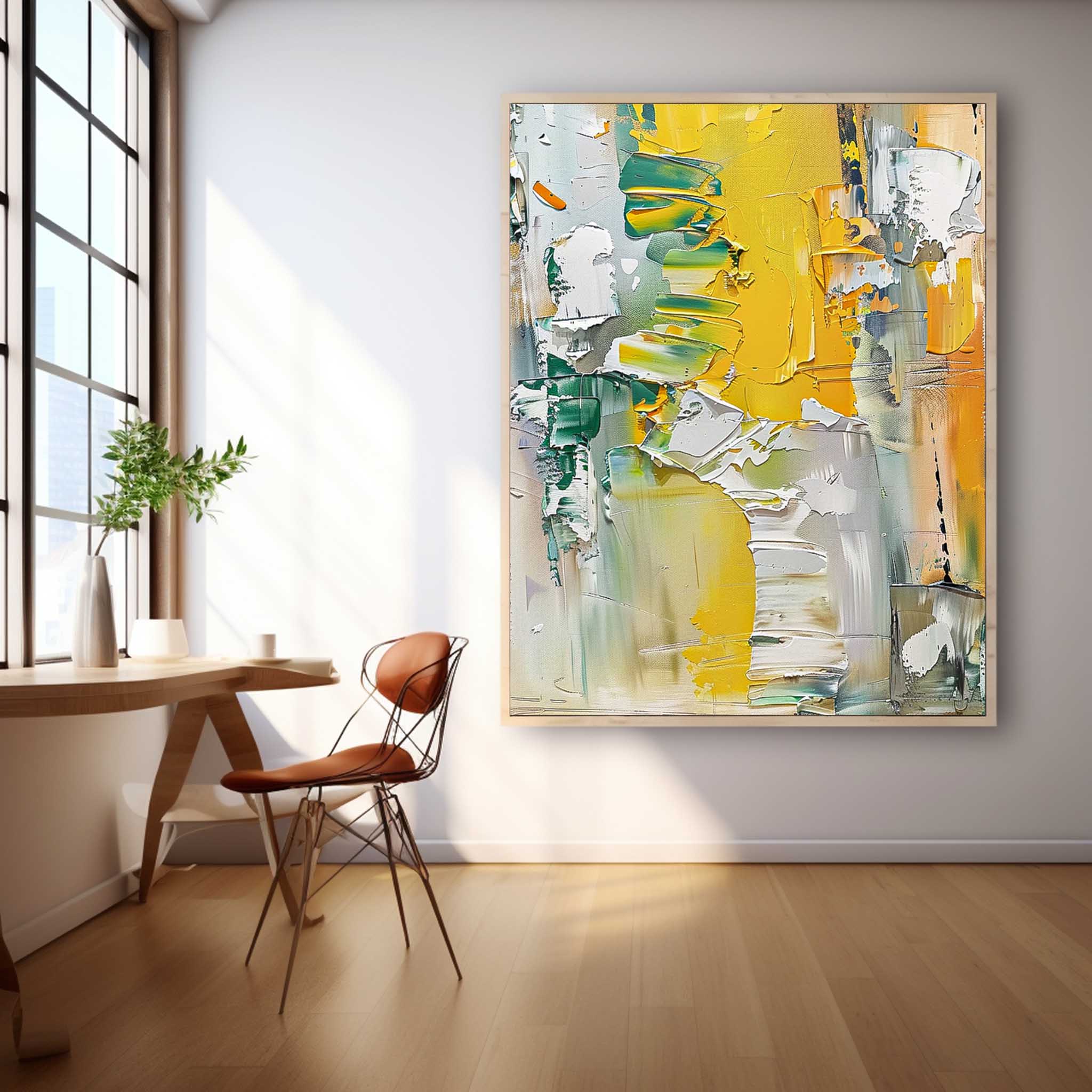 Vibrant Yellow Thick Texture Large Art Modern Abstract Artwork Original Oil Painting On Canvas Home Decor