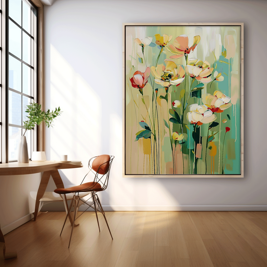 Contemporary Floral Paintings Summer Painting Framed Large Textured Abstract Flower Paintings Floral Wall Art