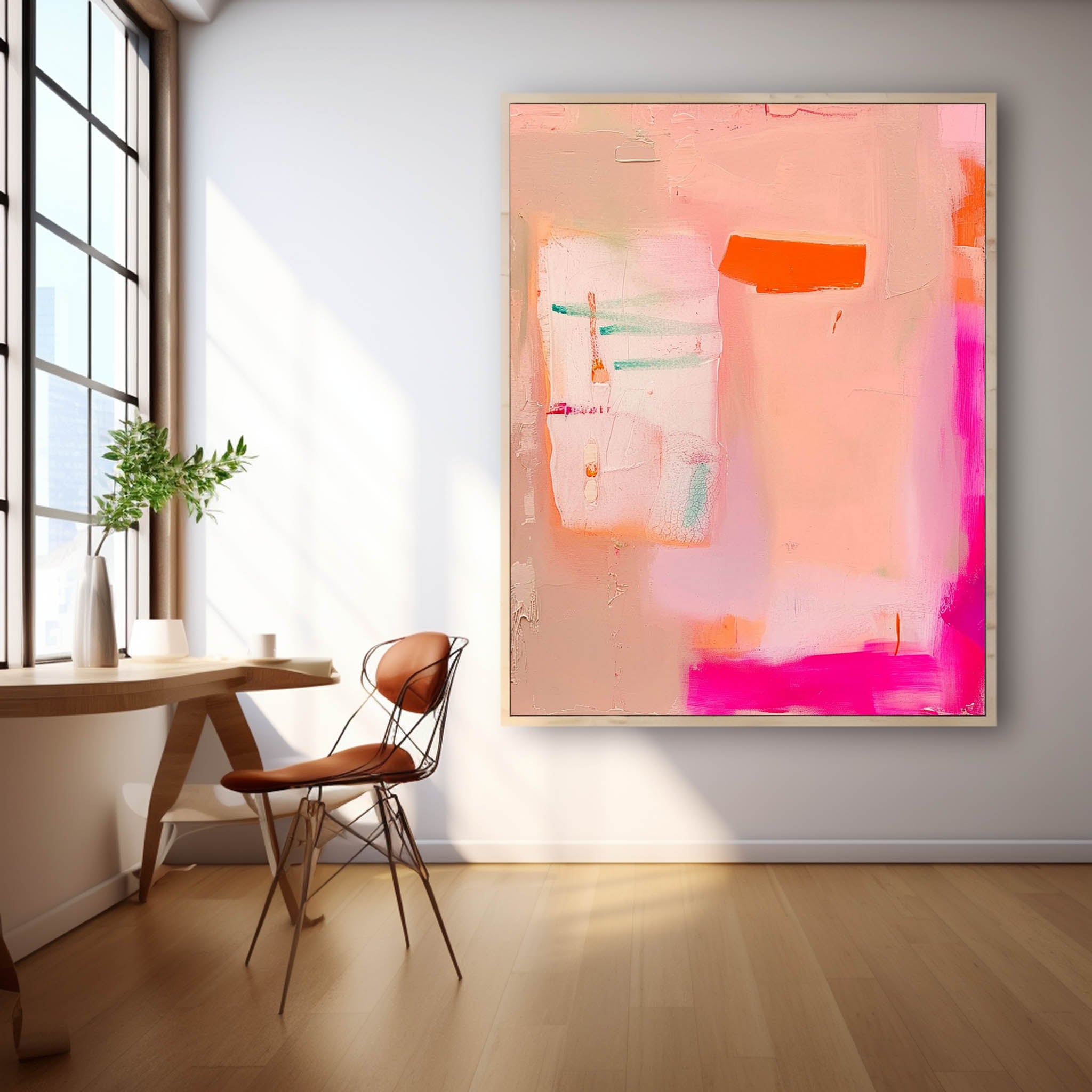 Famous Abstract Artwork Original Oil Painting On Canvas Modern Vibrant Pink Quality Large Art Home Decor