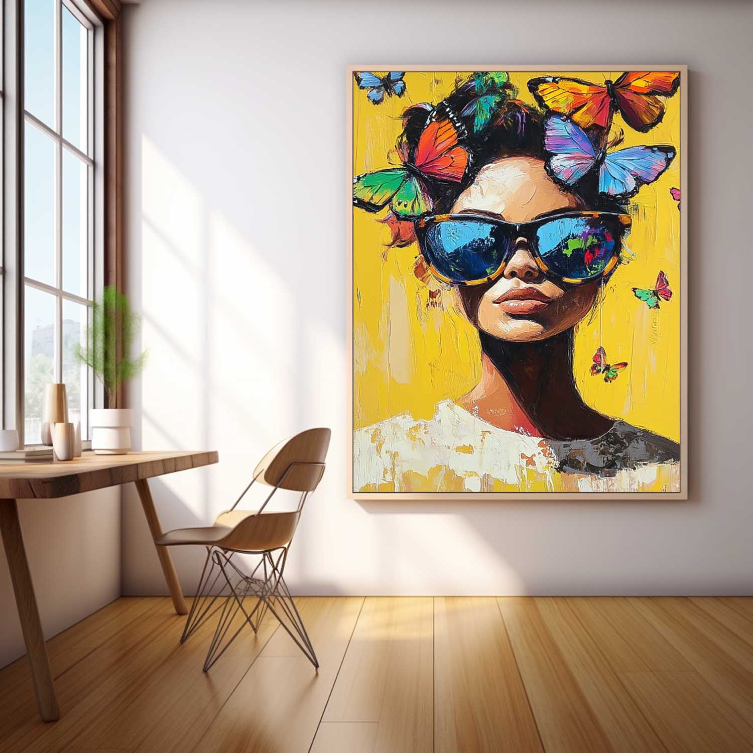 Lady Contemporary Artwork Abstract Woman Oil Painting On Canvas Vibrant Yellow Original Texture Girl Wall Art