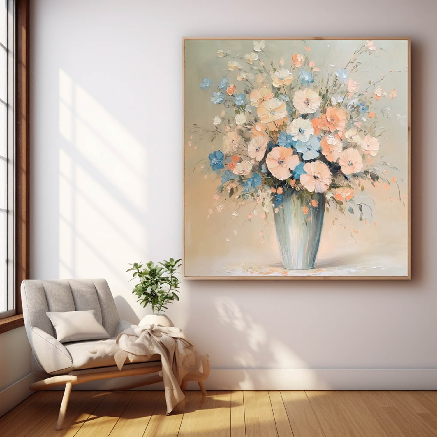 Original Exquisite Vase Art Large Textured Flower Painting Contemporary Blossom Wall Art For Living Room