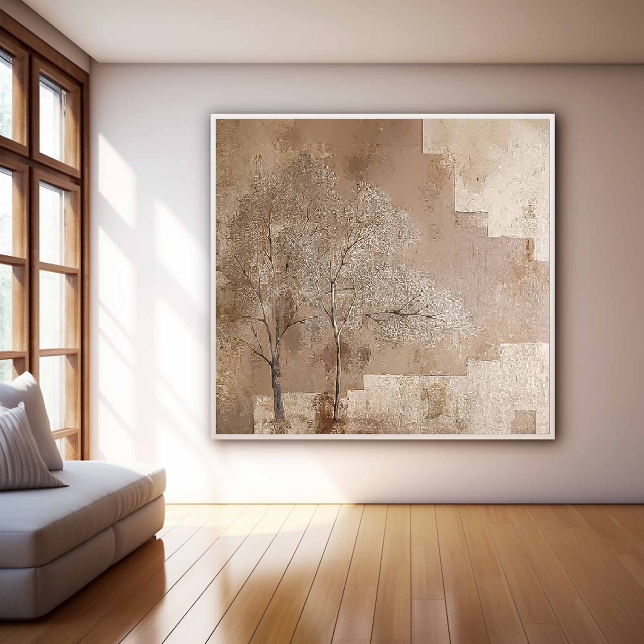 Wabi Sabi Square Acrylic Painting Canvas Great  Abstract Tree Art Original Painting Home Decor