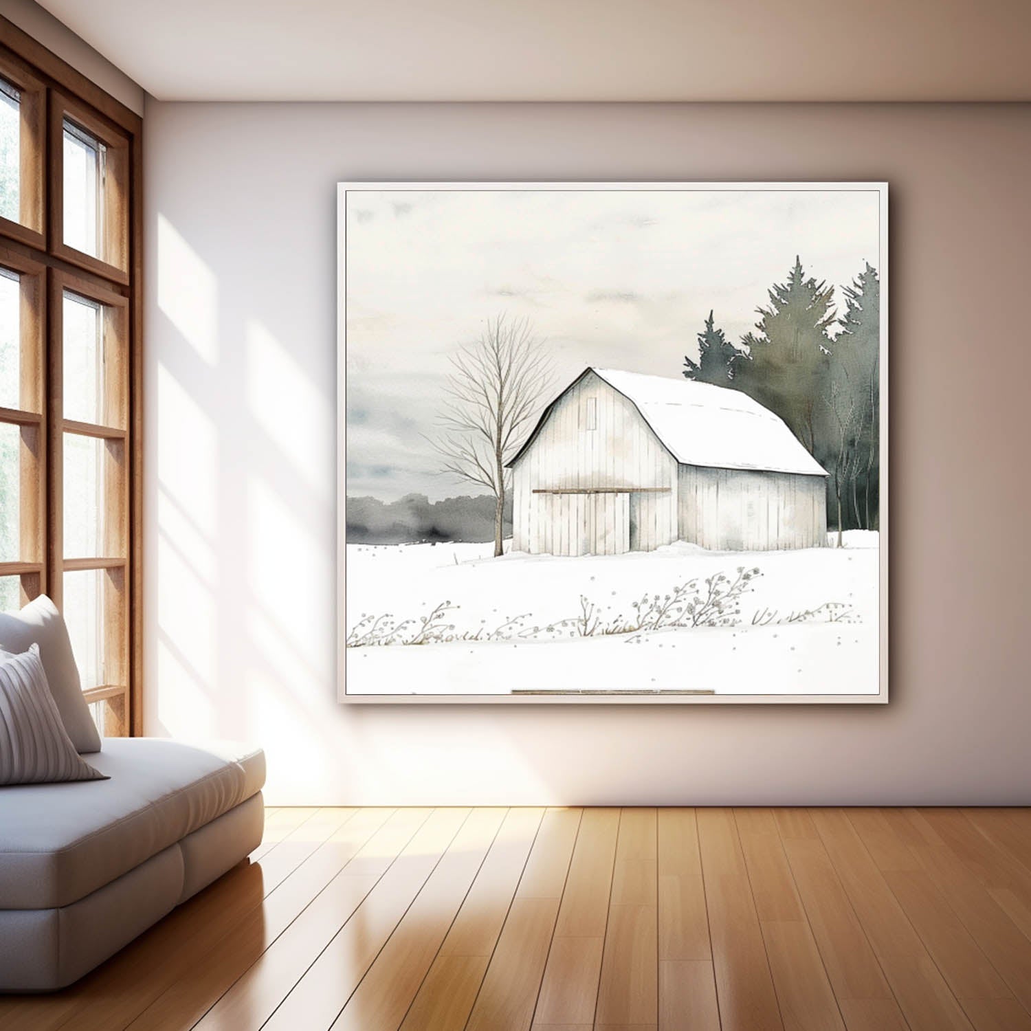 Country Cottage Realism Oil Painting Large White Texture Painting On Canvas Winter Landscape Wall Art