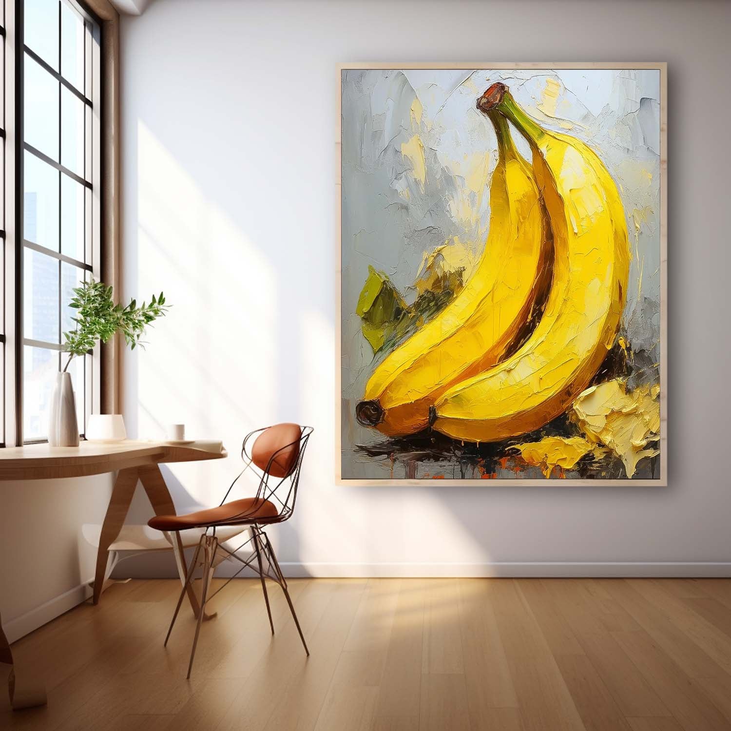Color Fruit Acrylic Painting Abstract Still Life Painting On Canvas Large Banana Original Artwork Gift
