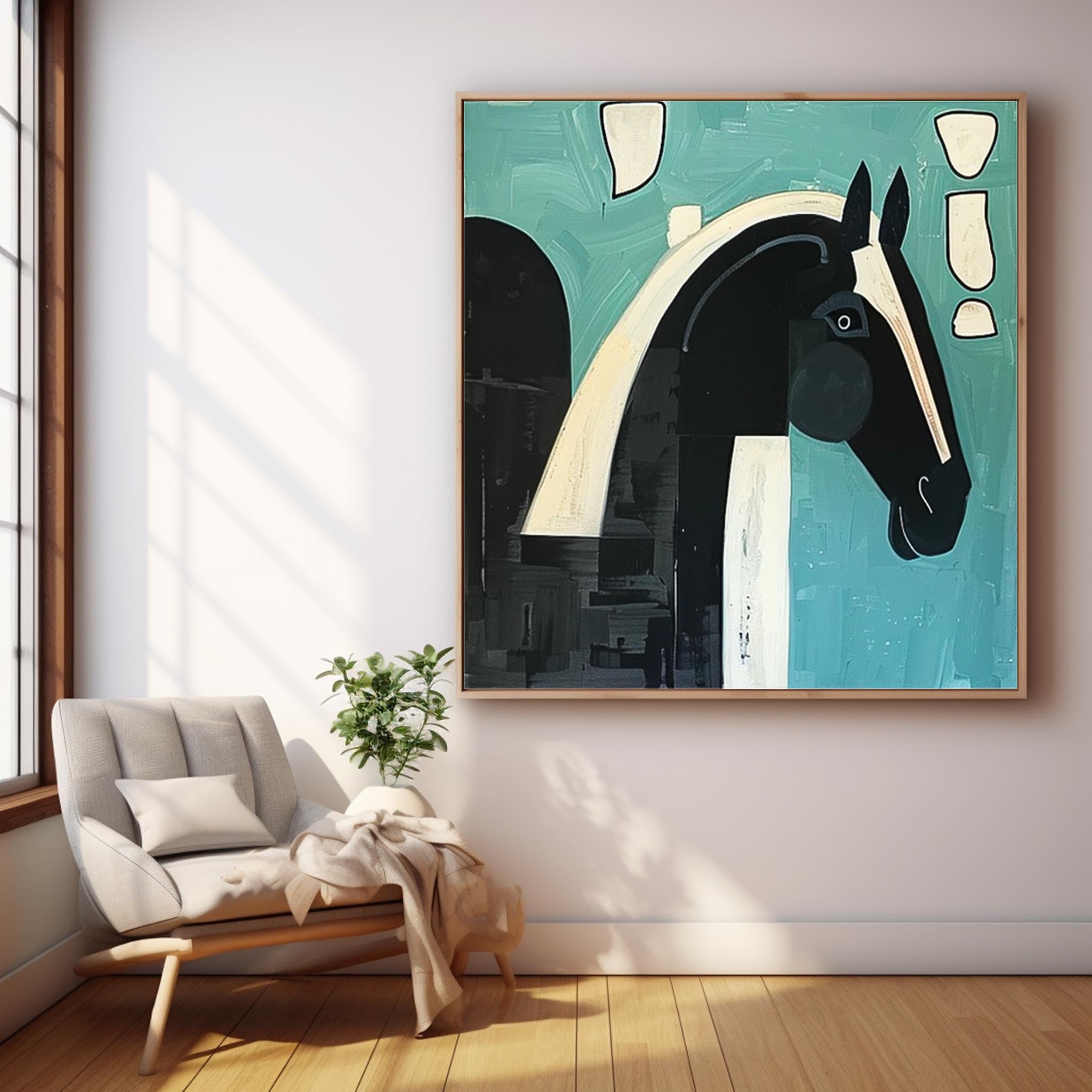 Modern Minimalist Horse Canvas Oil Painting Original Impressionist Horse Wall Art Large Animal Artwork Home Decor