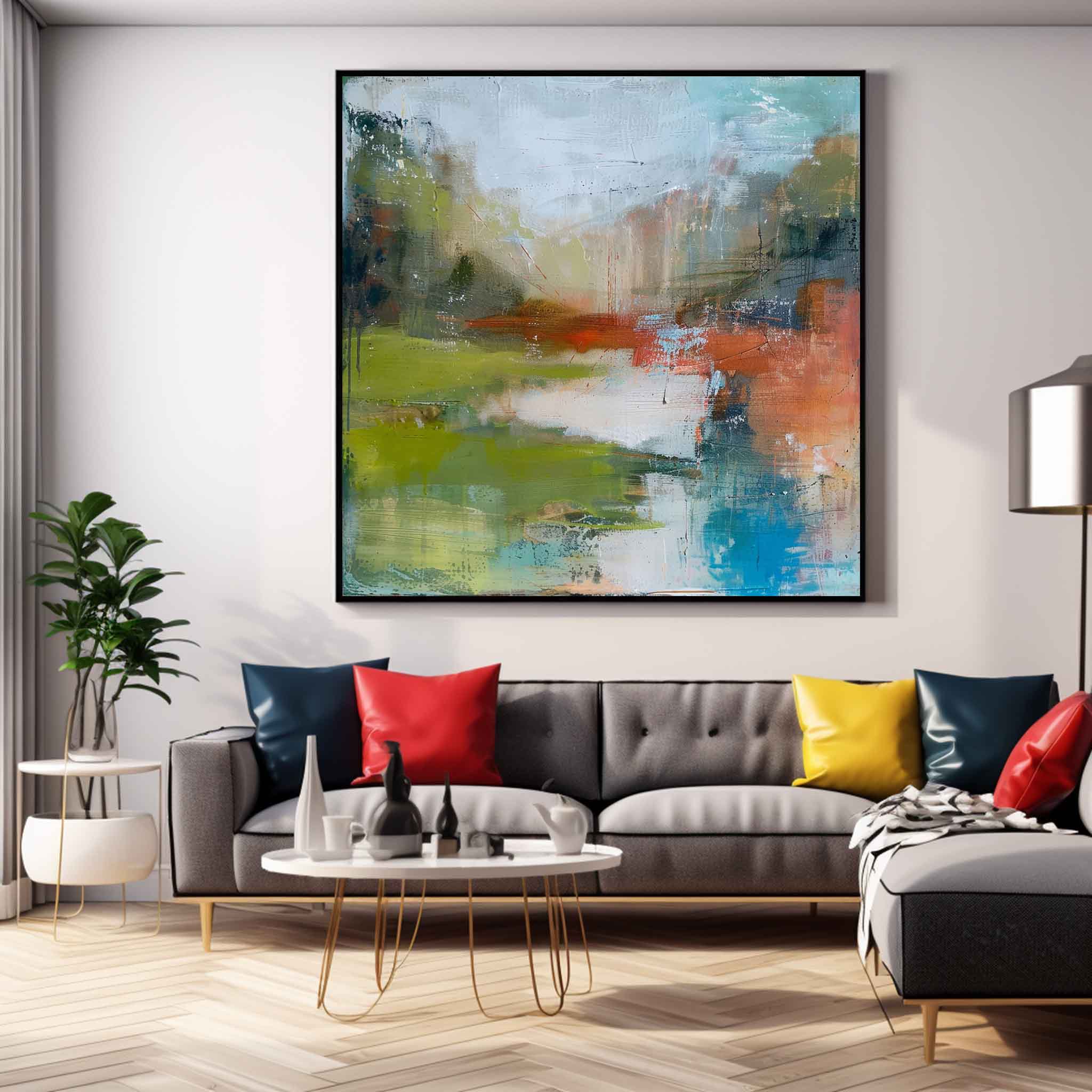 Large Abstract Oil Painting Canvas Modern Scenery Nature Art Original Retro Landscape Wall Art Home Decor