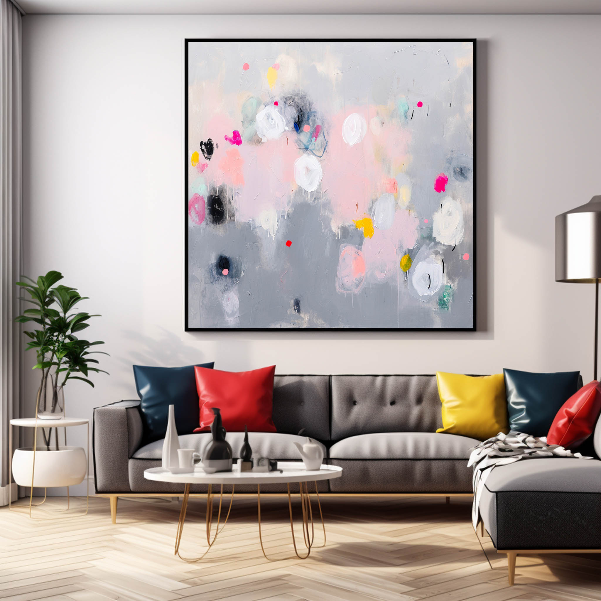 Square Abstract Texture Oil Painting Grey Large Acrylic Painting On Canvas Original Modern Wall Art For Living Room
