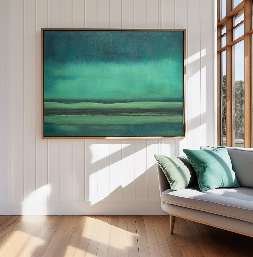 Original Green Minimalist Abstract Acrylic Painting Large Wall Art Modern Texture Abstract Oil Painting Home Decor