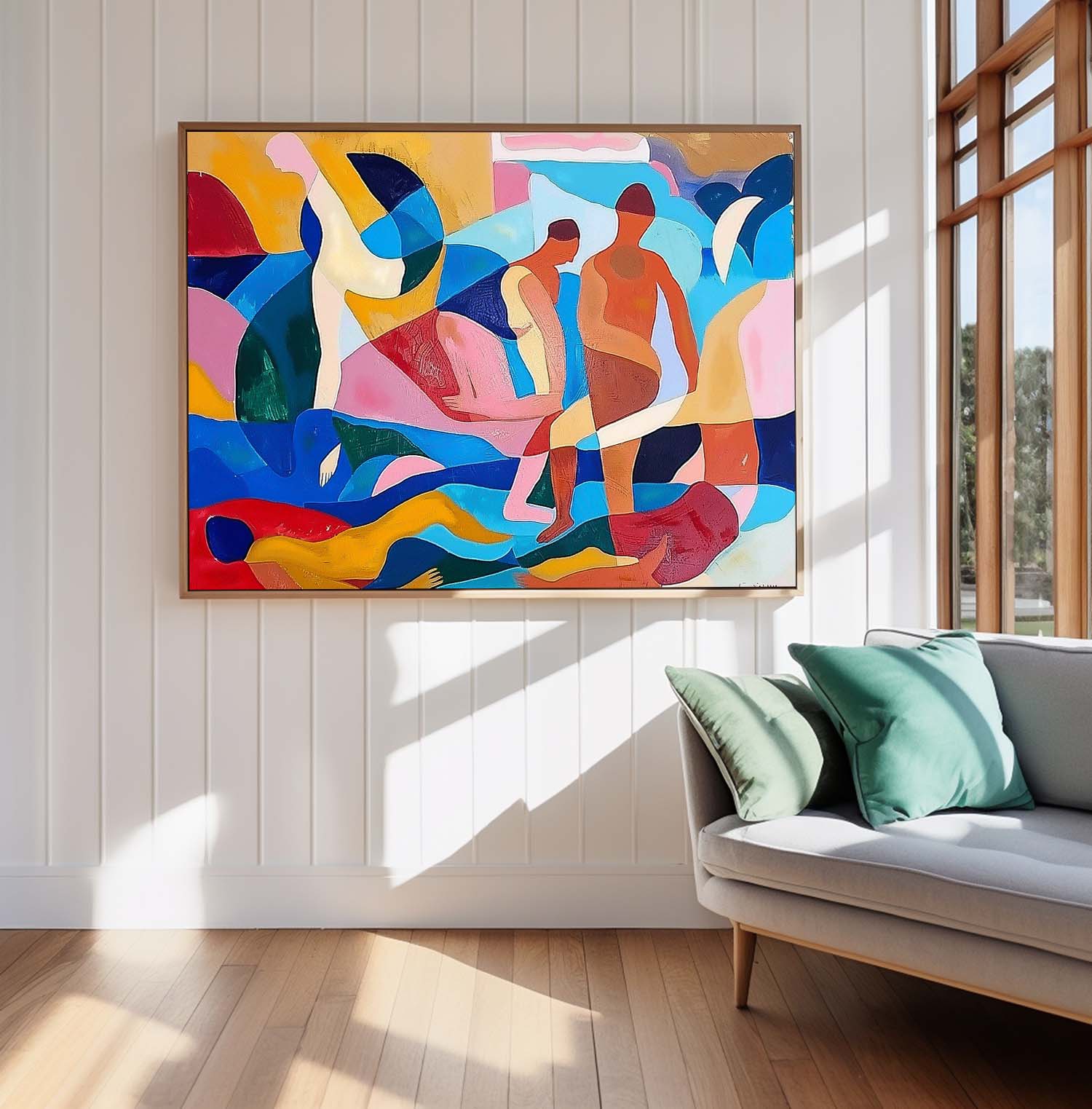 Colorful Abstract Portraiture Expressive Characters Artwork Artistic Faces Painting Bold Cubist-Inspired Modern Art