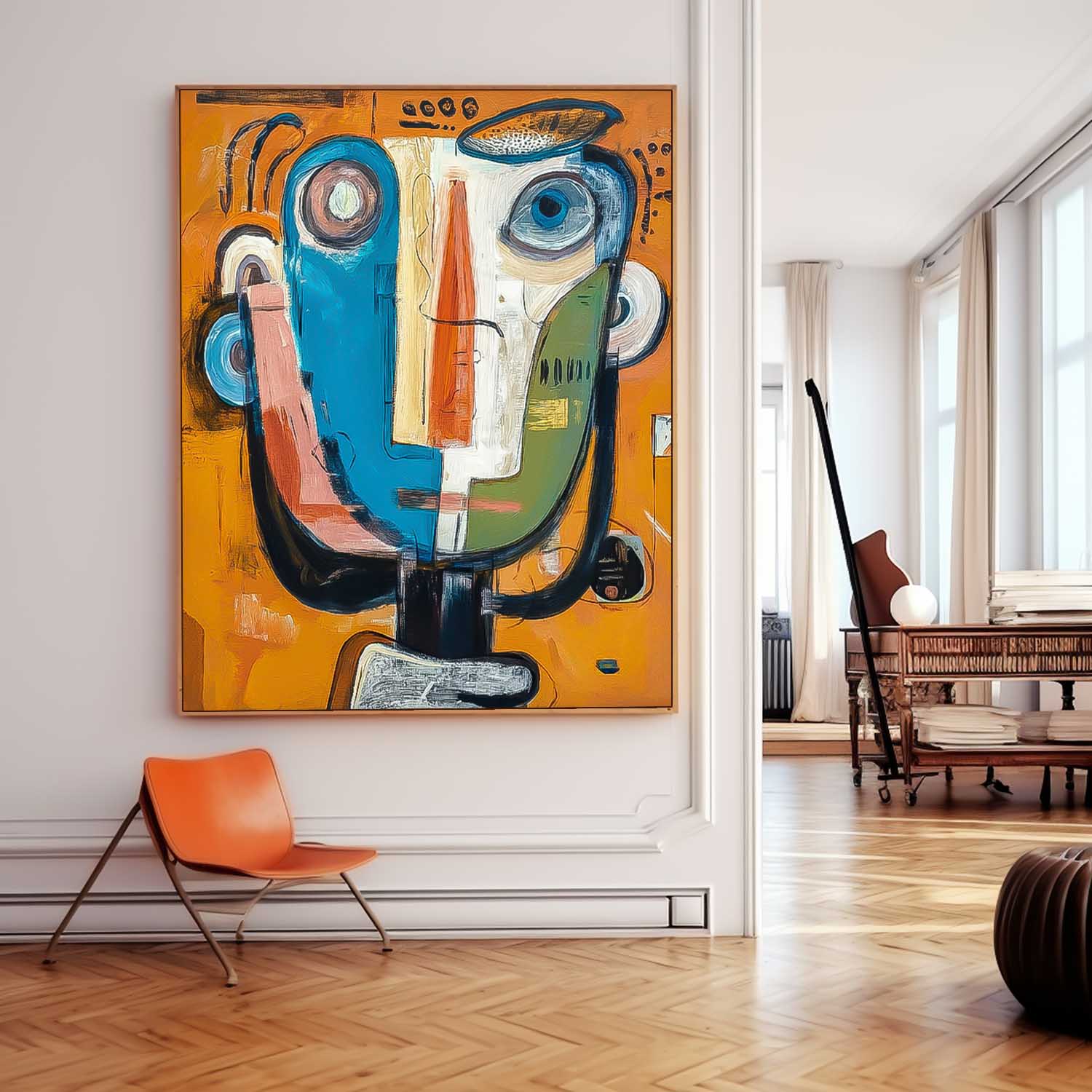 Large People Wall Art Abstract Portrait Oil Painting On Canvas Original Cute Face Painting For Living Room