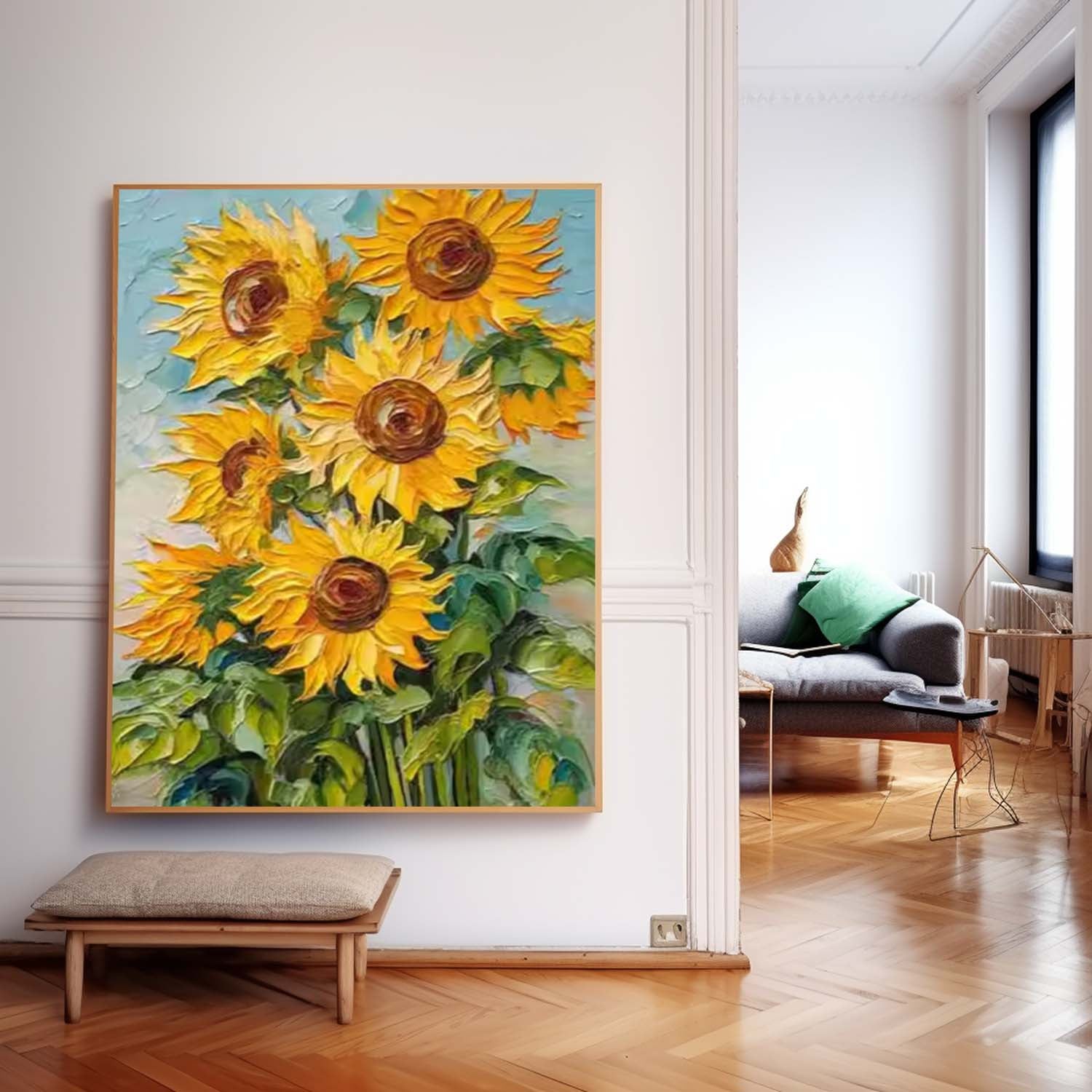 Beautiful Sunflower Painting Acrylic Textured Floral Art Impressionist Plant Paintings For Living Room