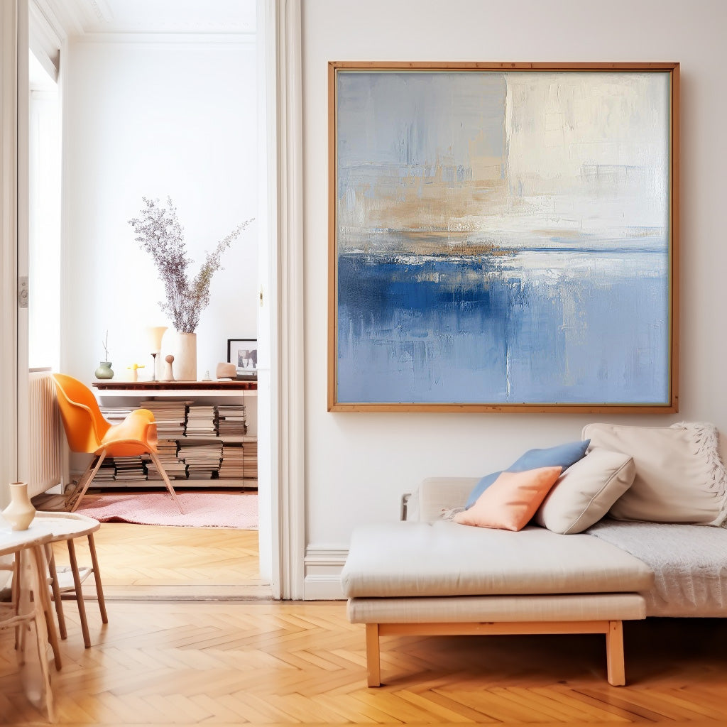 Original Abstract Art For Sale Warm Blue Abstract Painting Canvas Contemporary New Painting Home Decor