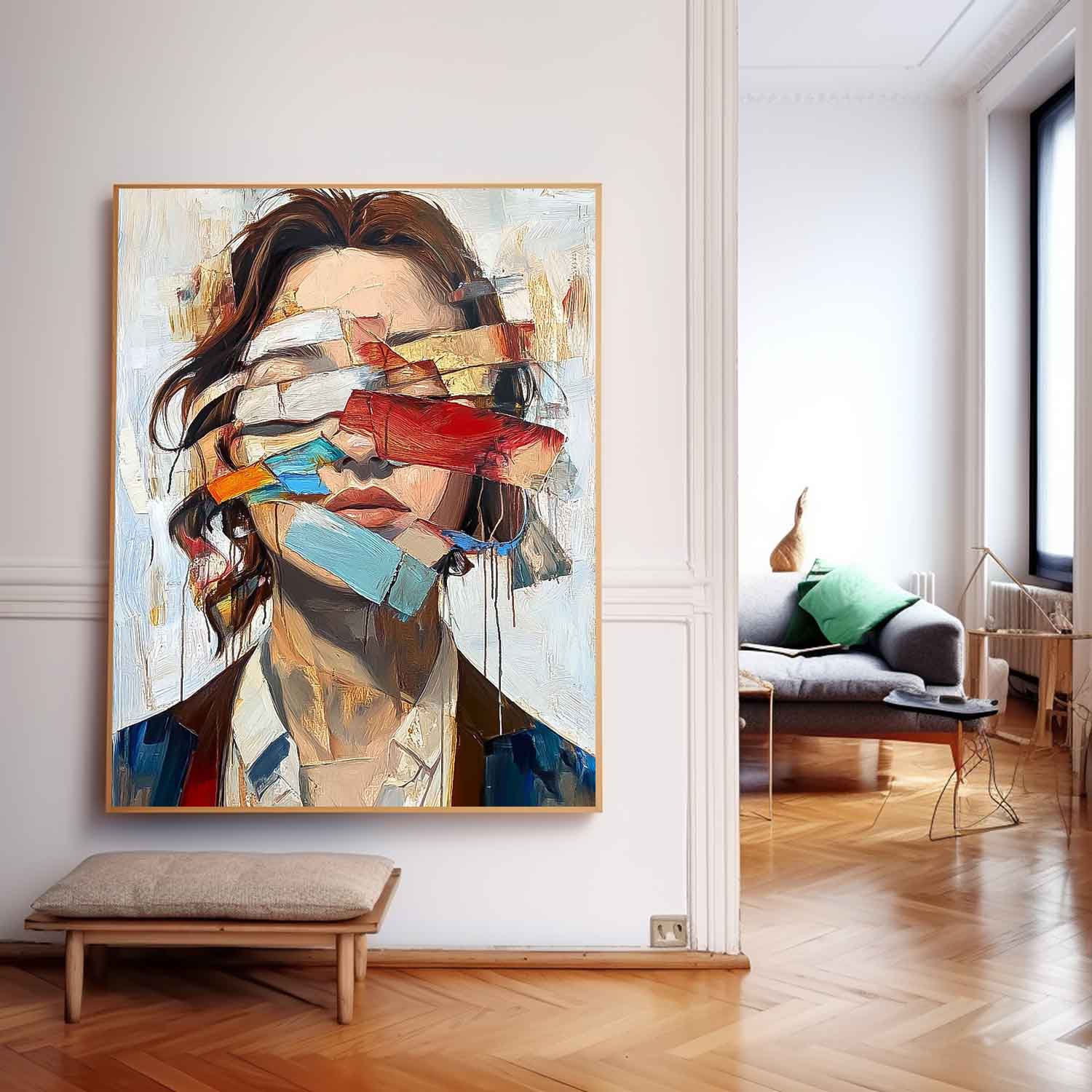 Original Texture Girl Wall Art Coloful Lady Contemporary Artwork Abstract Woman Oil Painting On Canvas