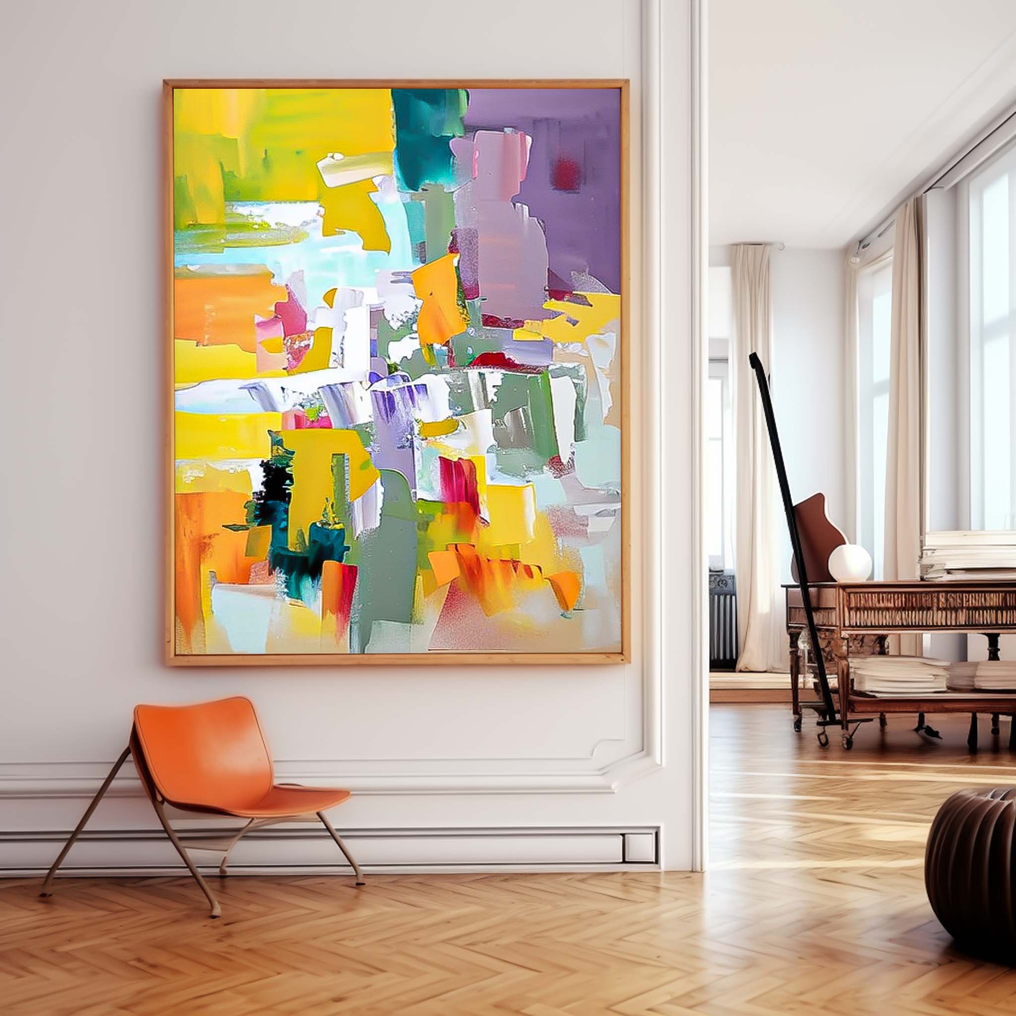 Oversized Abstract Wall Art Contemporary Acrylic Painting For Sale Bright Color Original Artwork Canvas