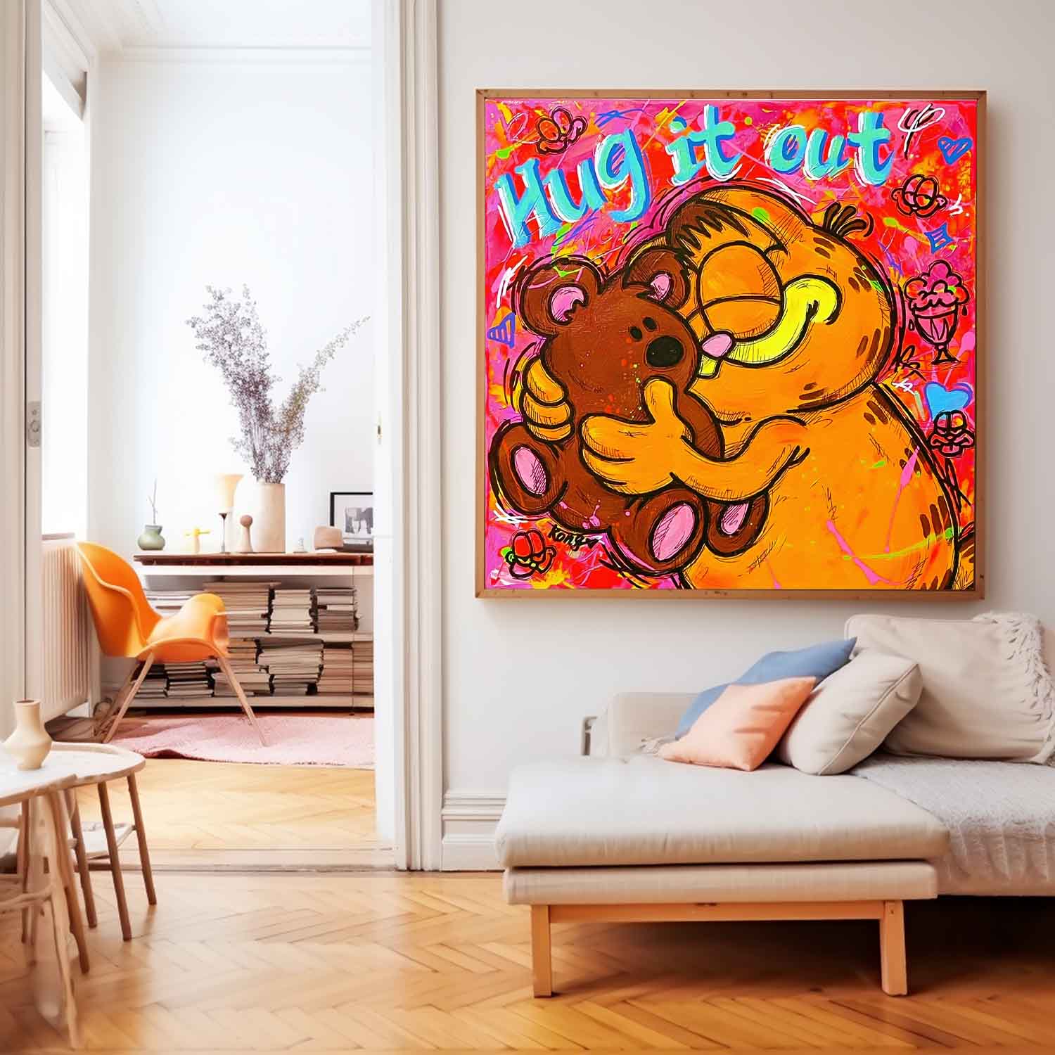 Famous Garfield Oil Painting Canvas Original Lovely Cartoon Characters Wall Art Large Animal Artwork