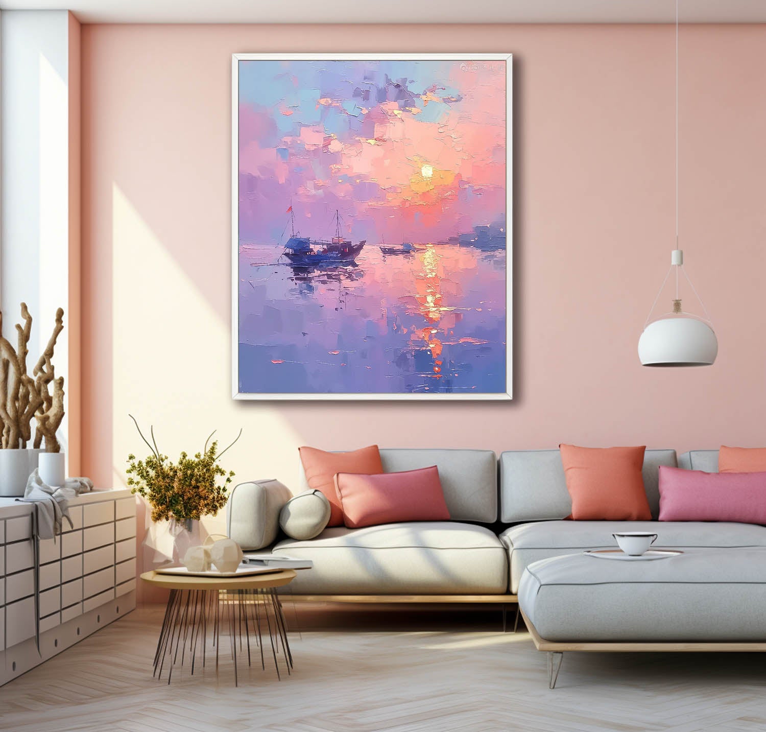 Abstract Sunset Scenery Wall Art Acrylic Painting Large Dreamy Colors Landscape Oil Painting On Canvas Home Decor