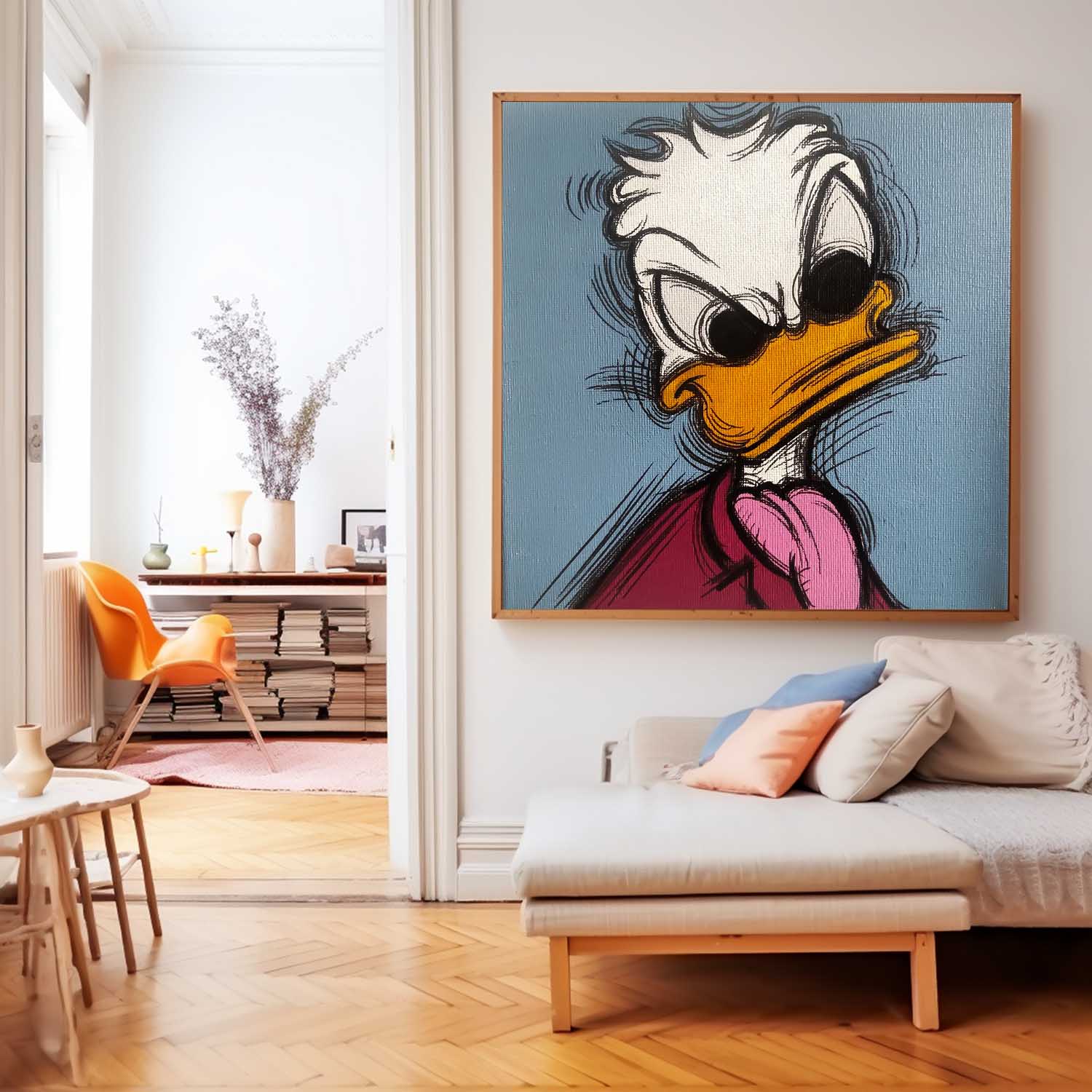 Square Donald Duck Abstract Wall Art Original Graffiti Disney Characters Painting Canvas Large Artwork