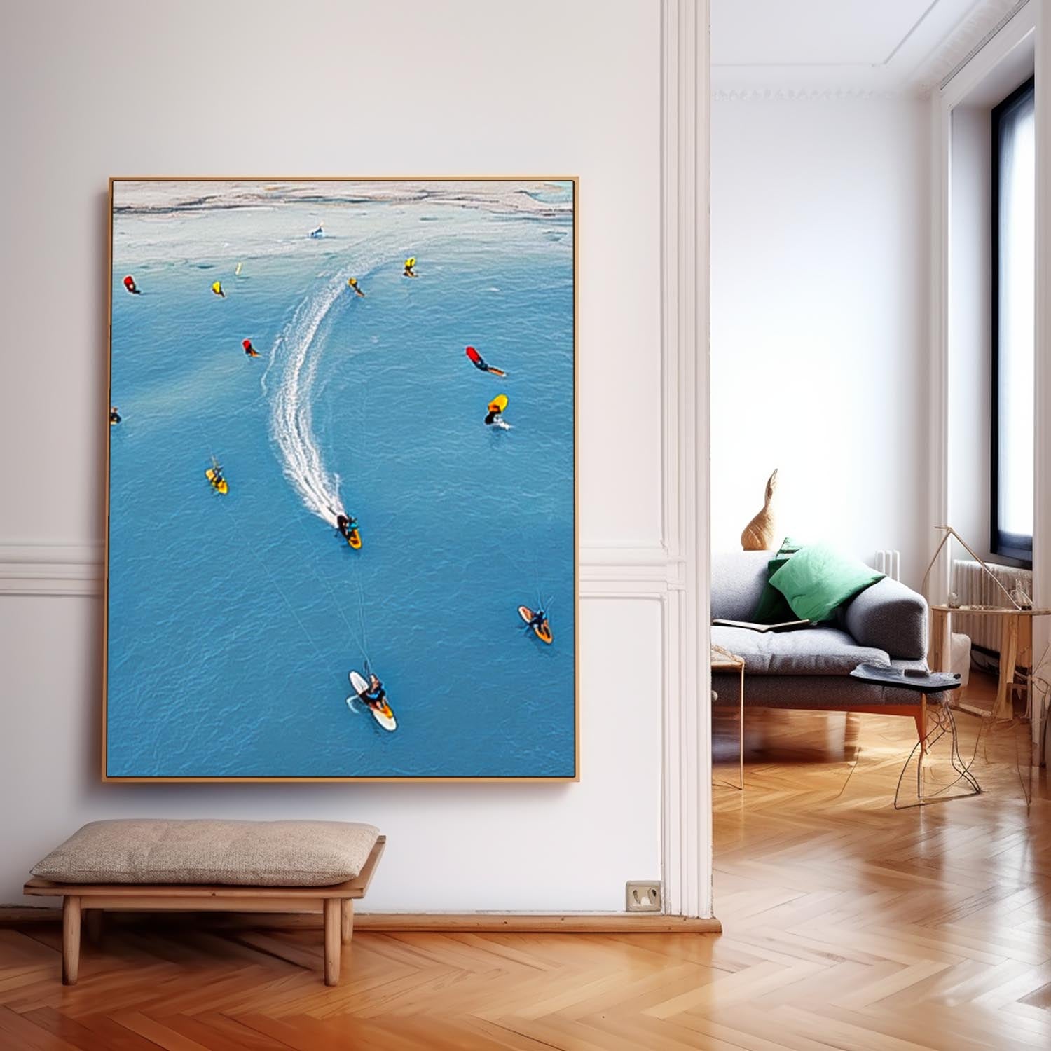 Boat Seascape Landscape Impasto painting Large Original Rowing Boats painting Impressionism Coastal artwork