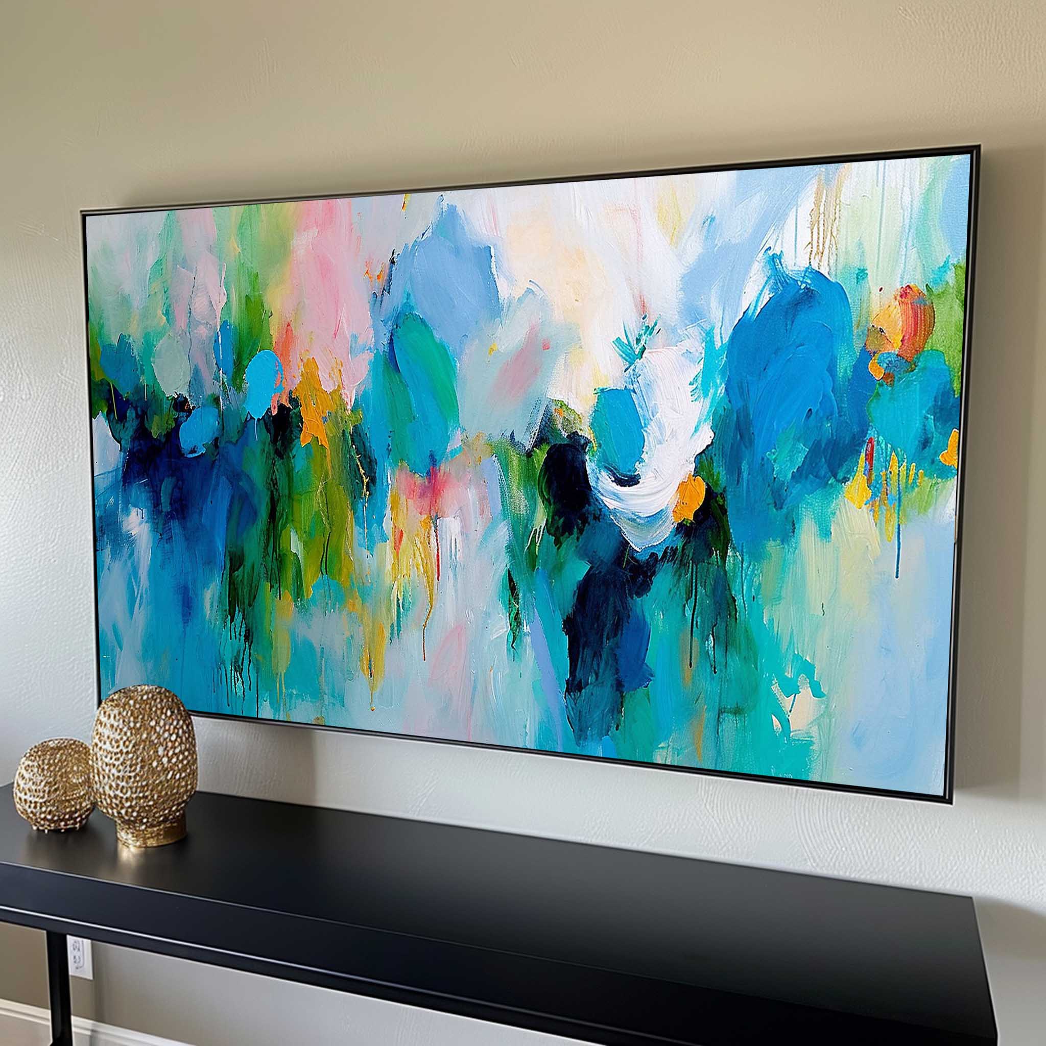 Extra Large Artwork Original Oil Painting On Canvas Blue Acrylic Painting Modern Living Room Decor