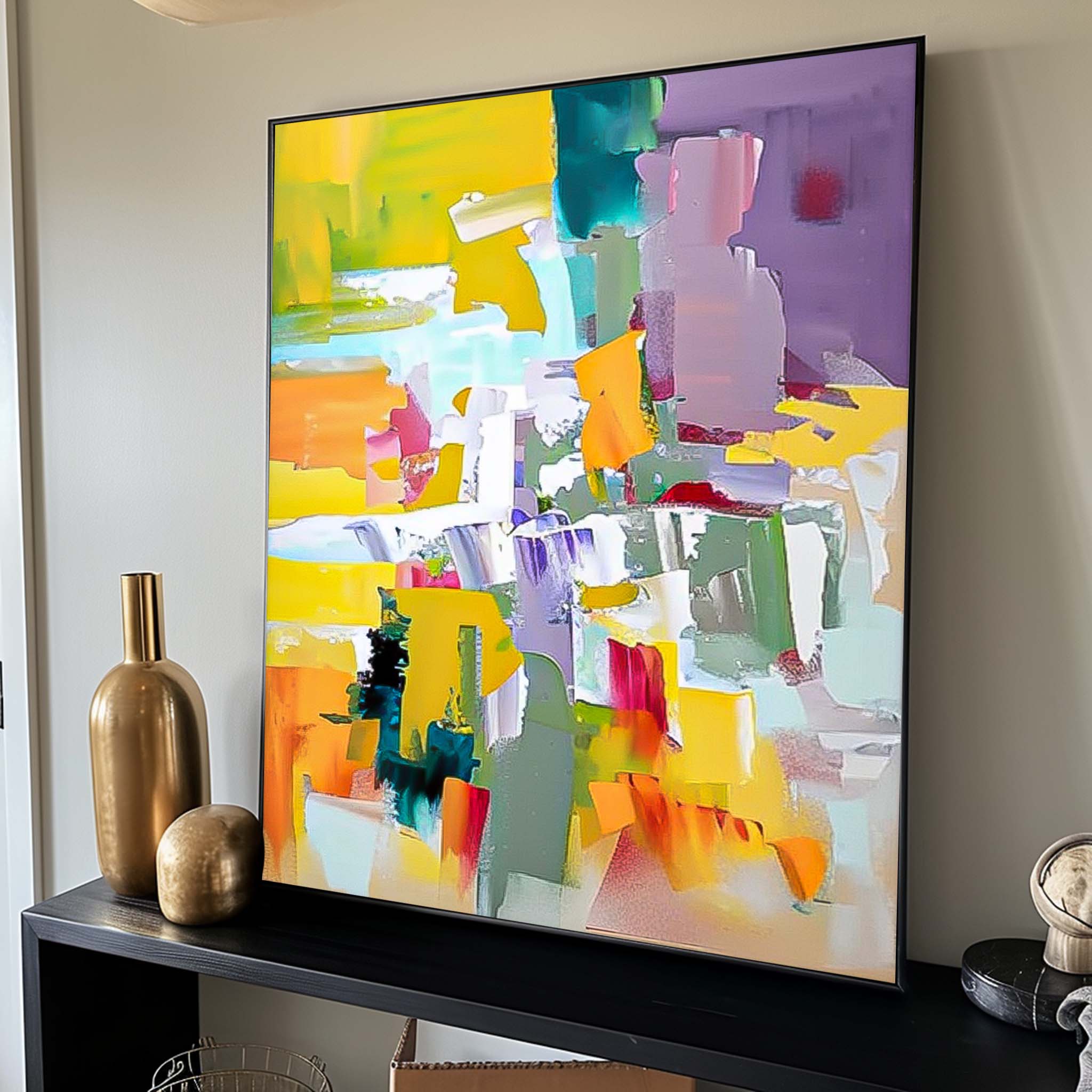 Oversized Abstract Wall Art Contemporary Acrylic Painting For Sale Bright Color Original Artwork Canvas